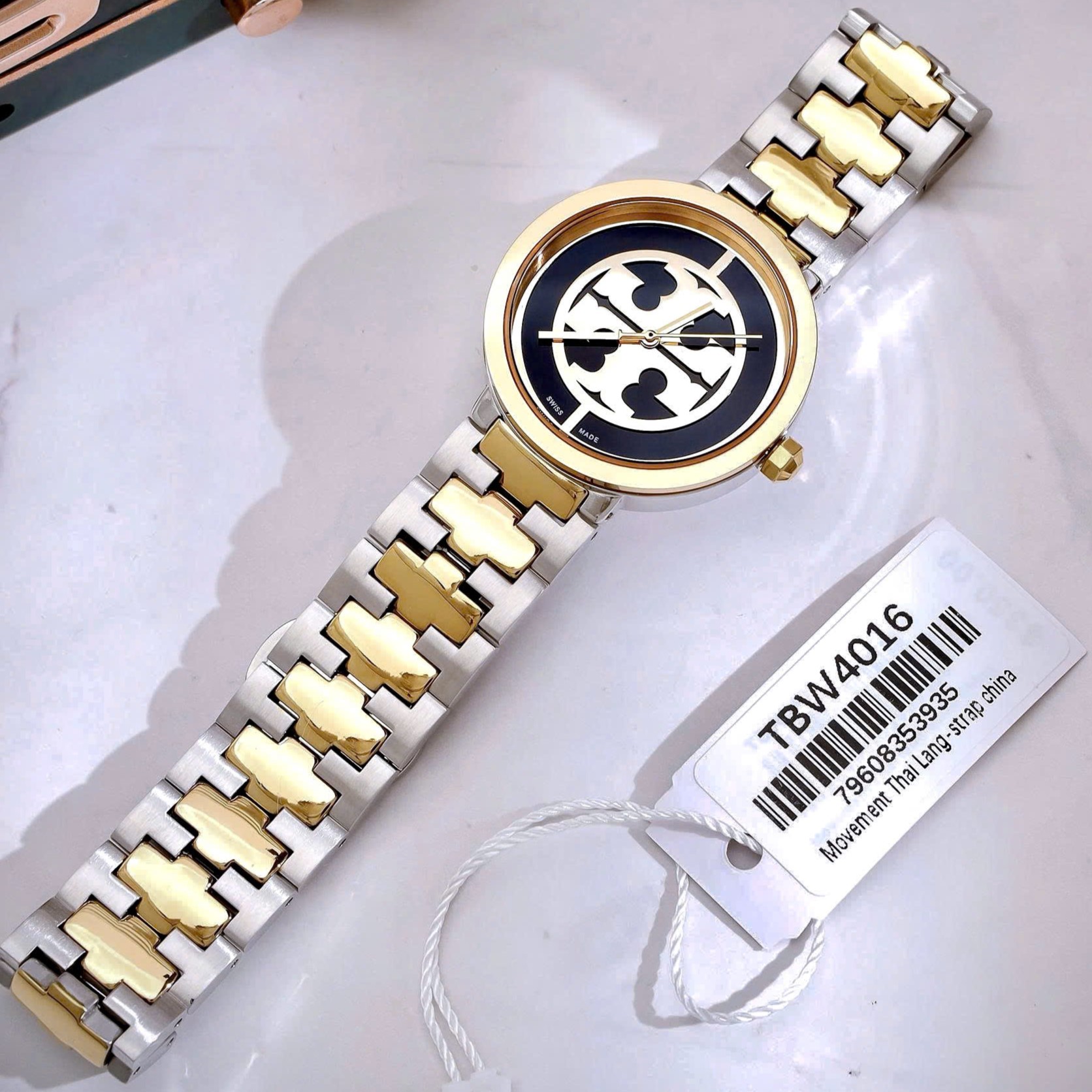 Đồng hồ nữ Tory Burch Reva Watch Two-tone Gold Stainless Steel TBW4016 6