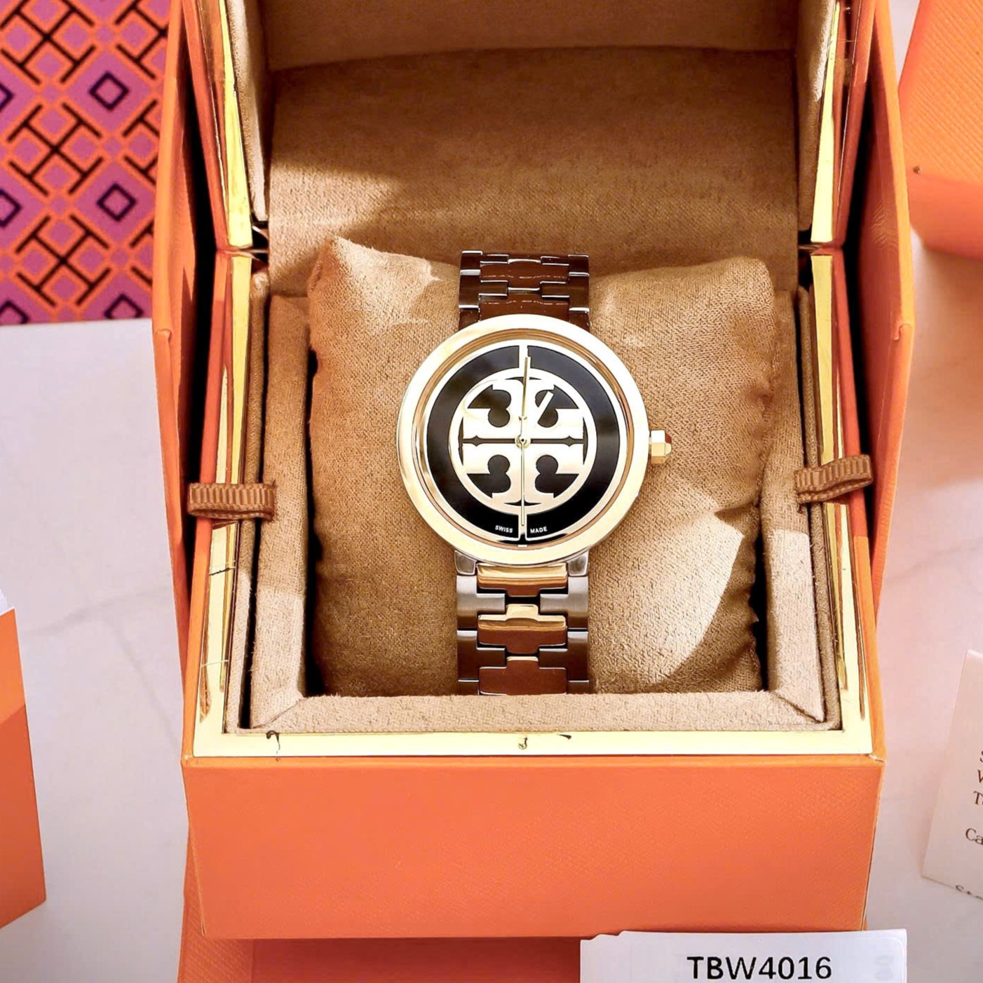 Đồng hồ nữ Tory Burch Reva Watch Two-tone Gold Stainless Steel TBW4016 10