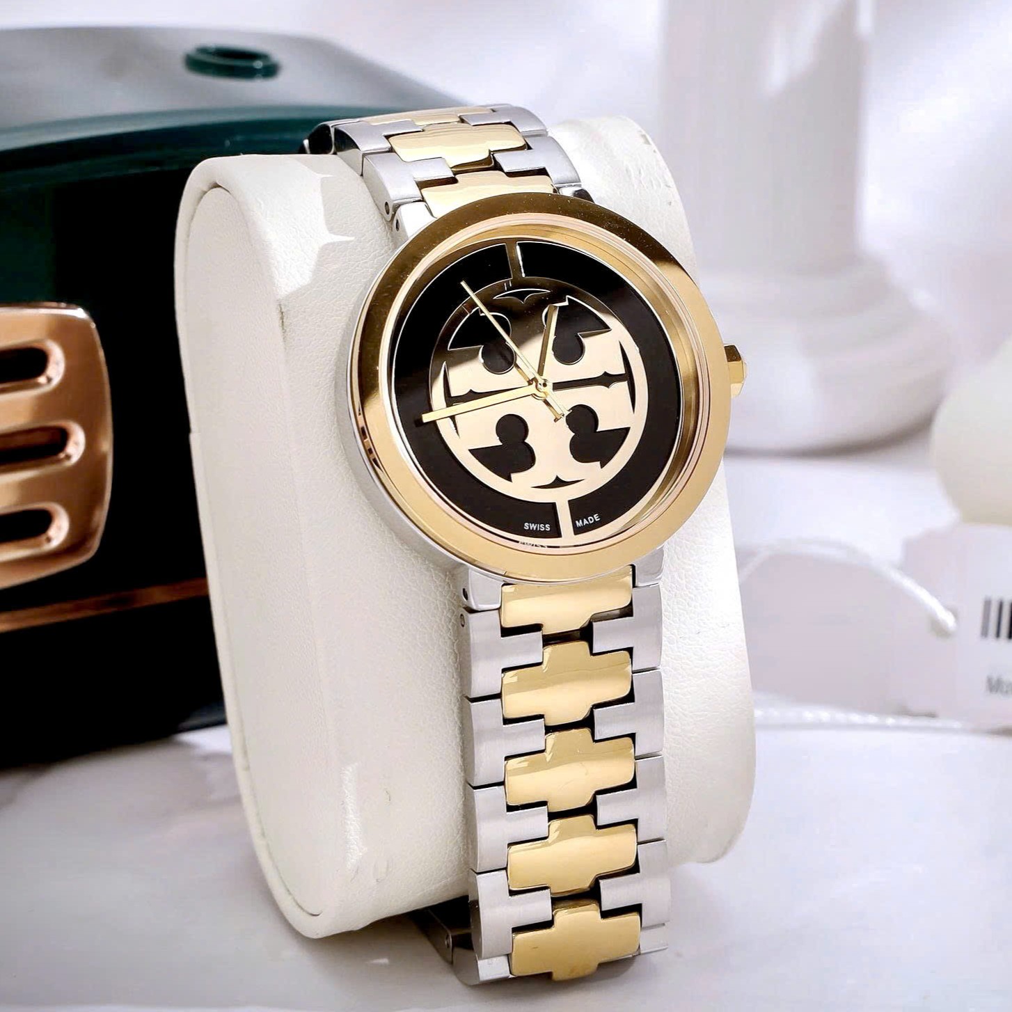 Đồng hồ nữ Tory Burch Reva Watch Two-tone Gold Stainless Steel TBW4016 11