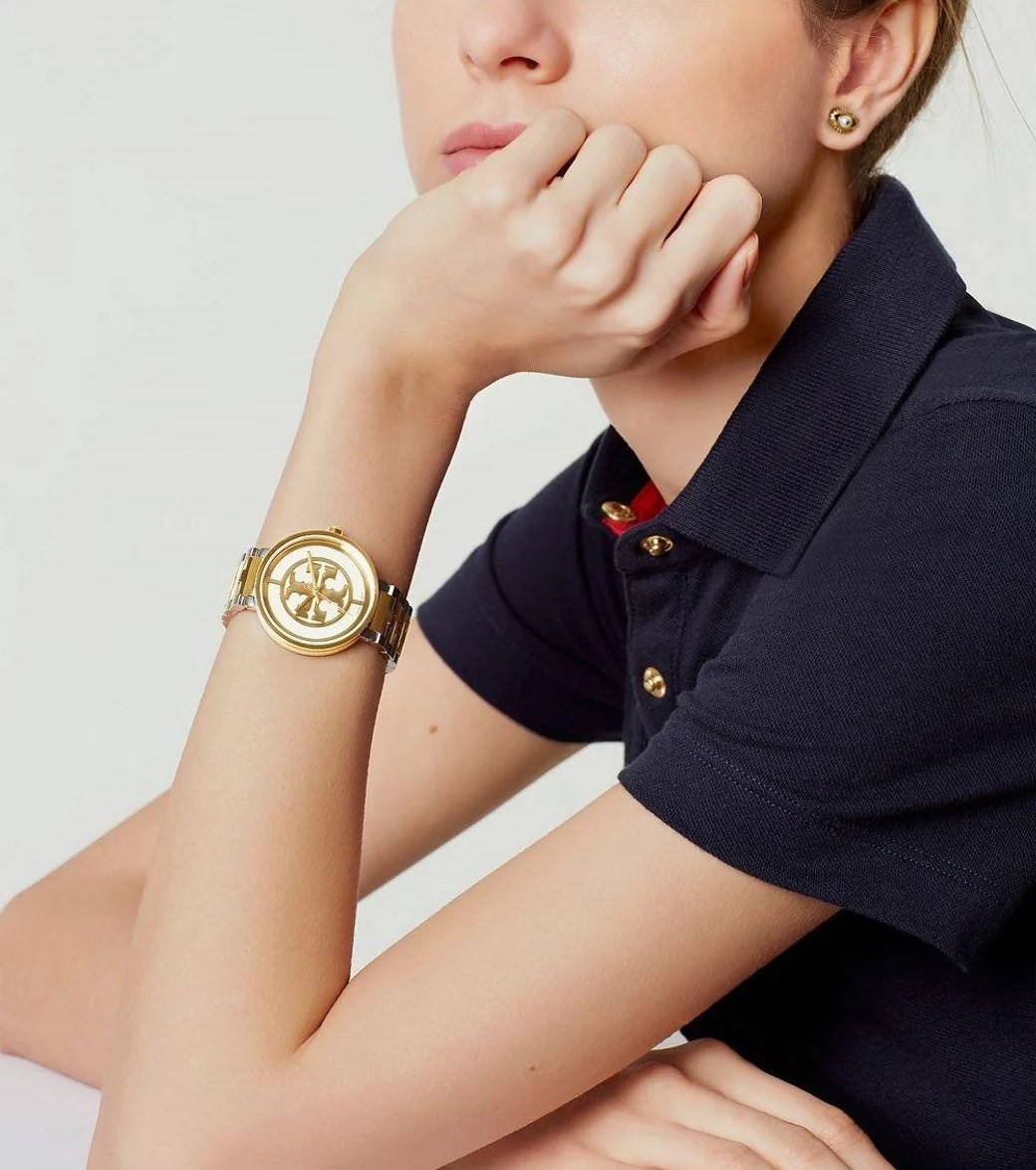 Đồng hồ nữ Tory Burch Reva Watch Two-tone Gold Stainless Steel TBW4016 17