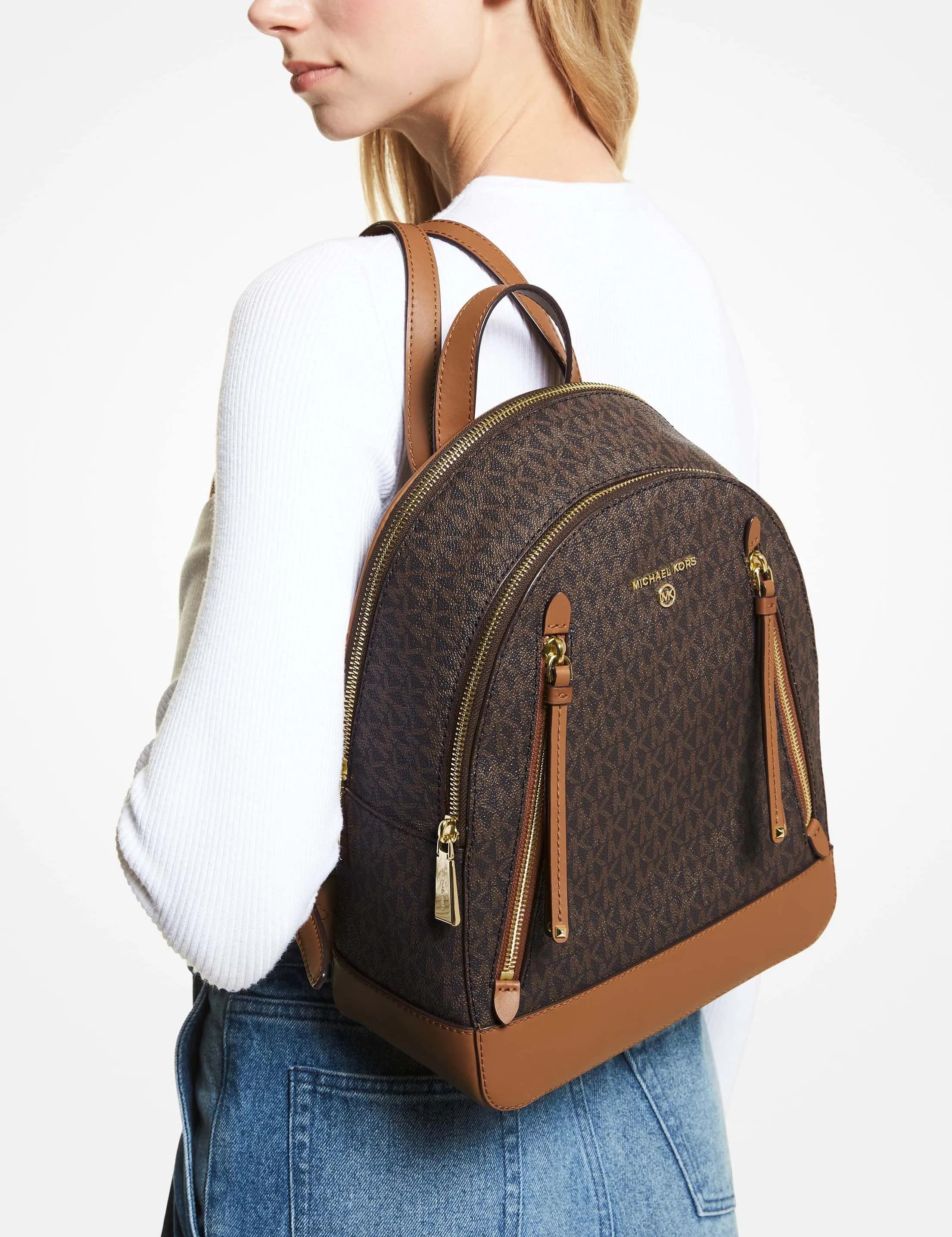 Balo Michael Kors Brooklyn Medium Monogram Backpack Dark Brown Acorn Brown 30H1GBNB2B252 1