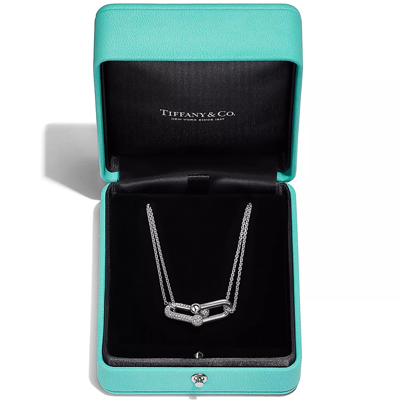 Dây chuyền Tiffany Large Double Link Pendant in White Gold with Pavé Diamonds 3