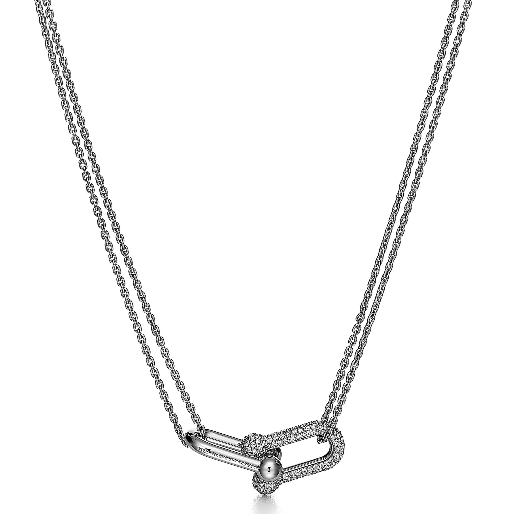 Dây chuyền Tiffany Large Double Link Pendant in White Gold with Pavé Diamonds 4