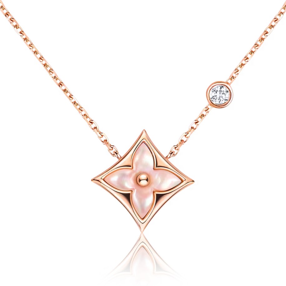 Dây Chuyền LV Louis Vuitton Color Blossom Star BB Pendant Pink Gold Pink Mother Of Pearl and Diamond Q93612 1