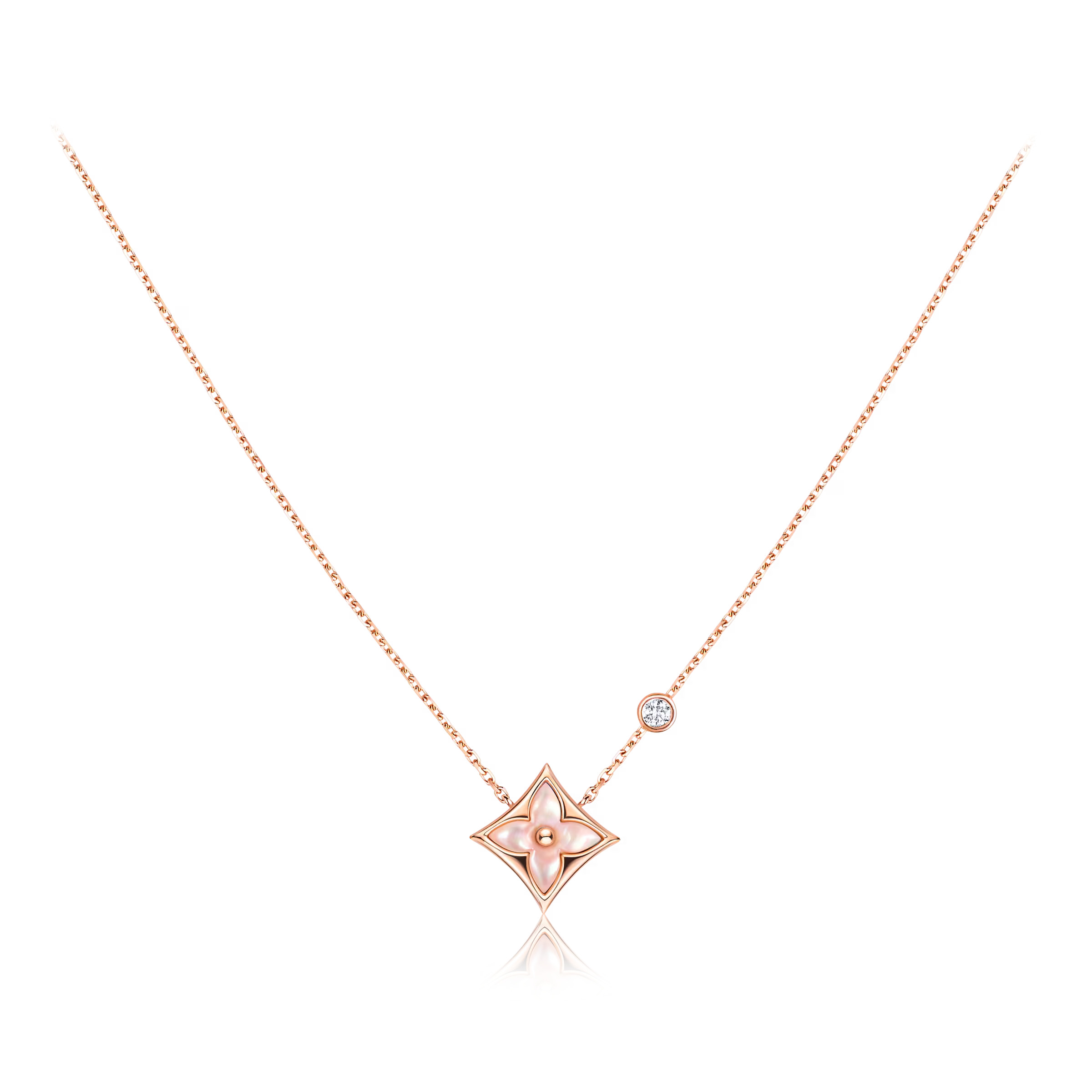 Dây Chuyền LV Louis Vuitton Color Blossom Star BB Pendant Pink Gold Pink Mother Of Pearl and Diamond Q93612 6