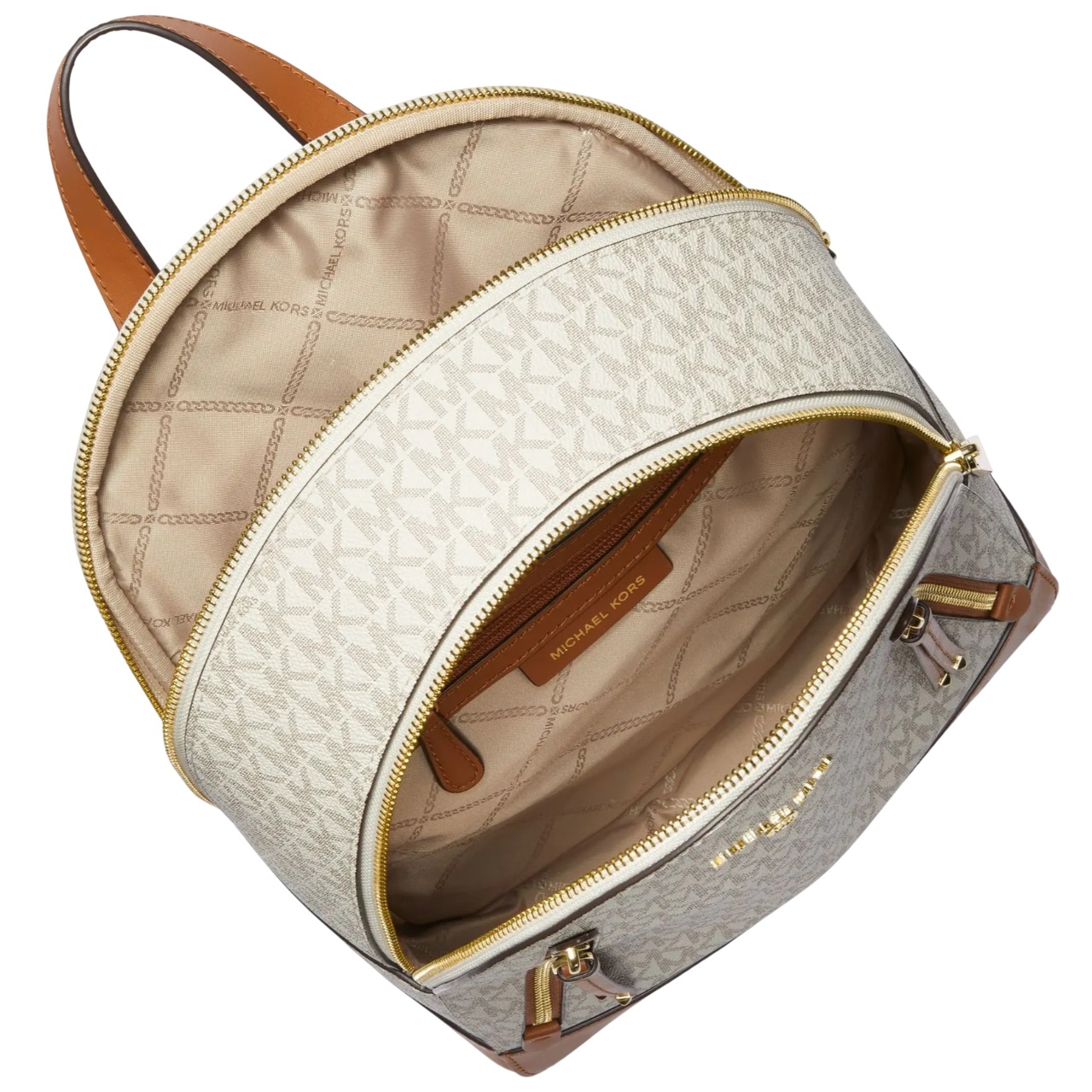 Balo Michael Kors Brooklyn Medium Monogram Backpack Vanilla White Acorn Brown 30H1GBNB2B149 4