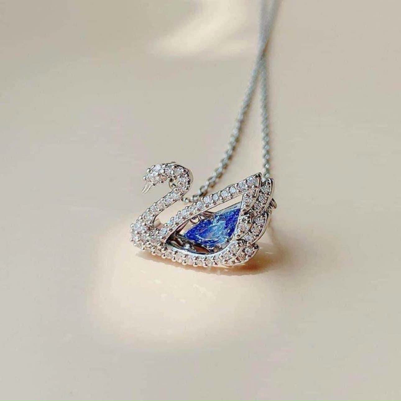 DÂY CHUYỀN NỮ DANCING SWAN NECKLACE, BLUE, RHODIUM PLATED 13