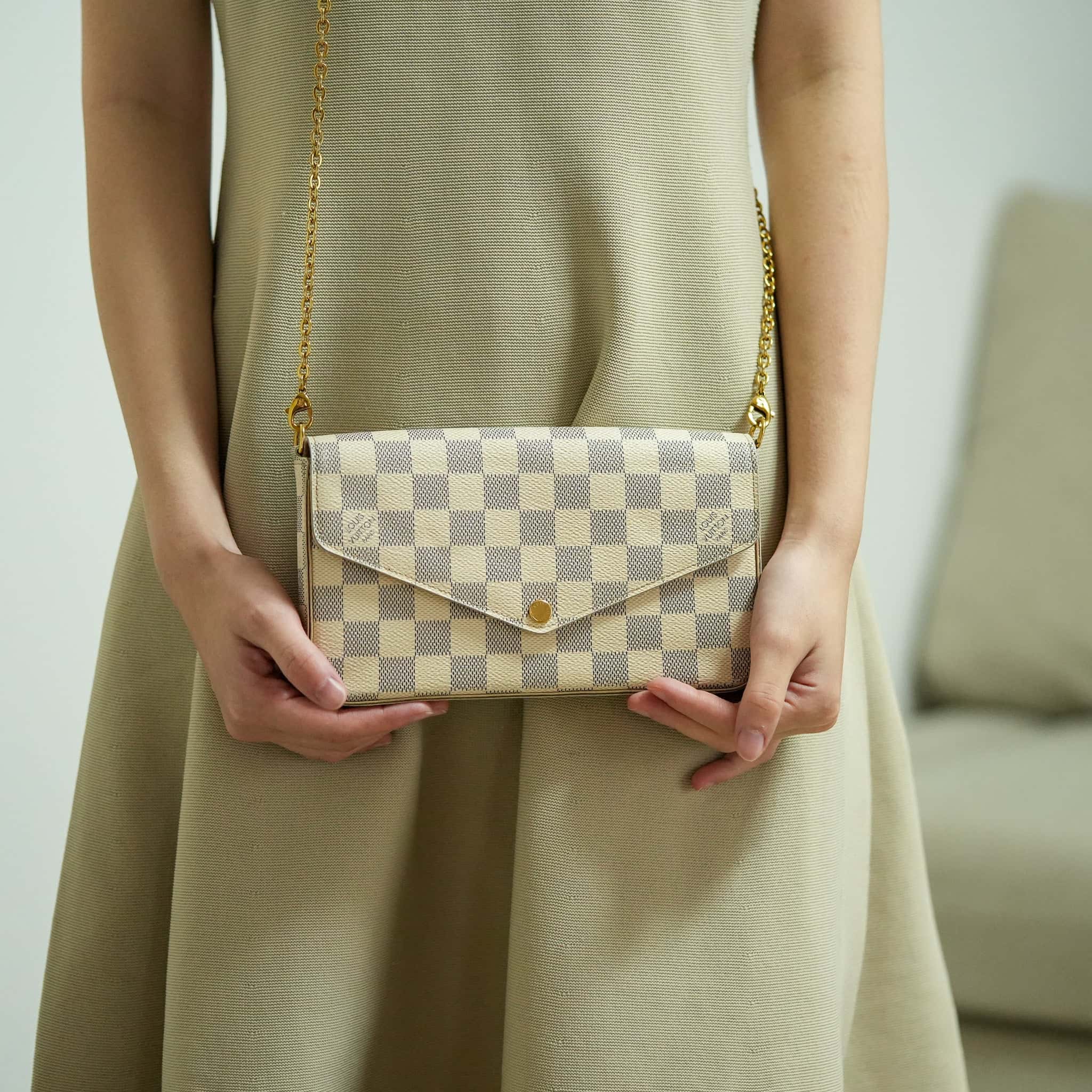 Túi LV nữ Louis Vuitton Félicie Pochette Damier Azur Canvas N40491 11