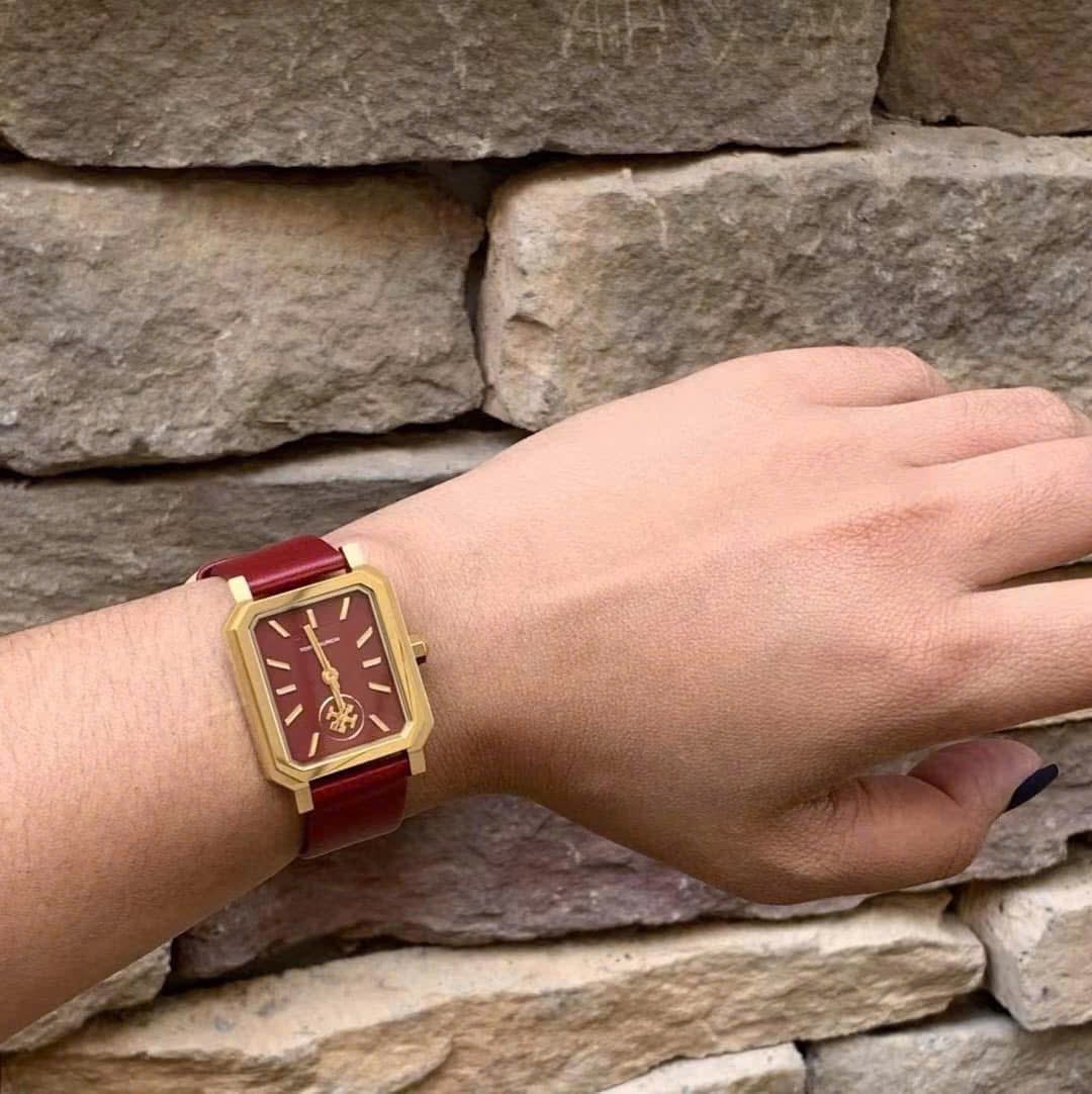 Đồng hồ Tory Burch Robinson Womens Quartz Watch with Red Dial and Red Leather Strap TBW1505 2