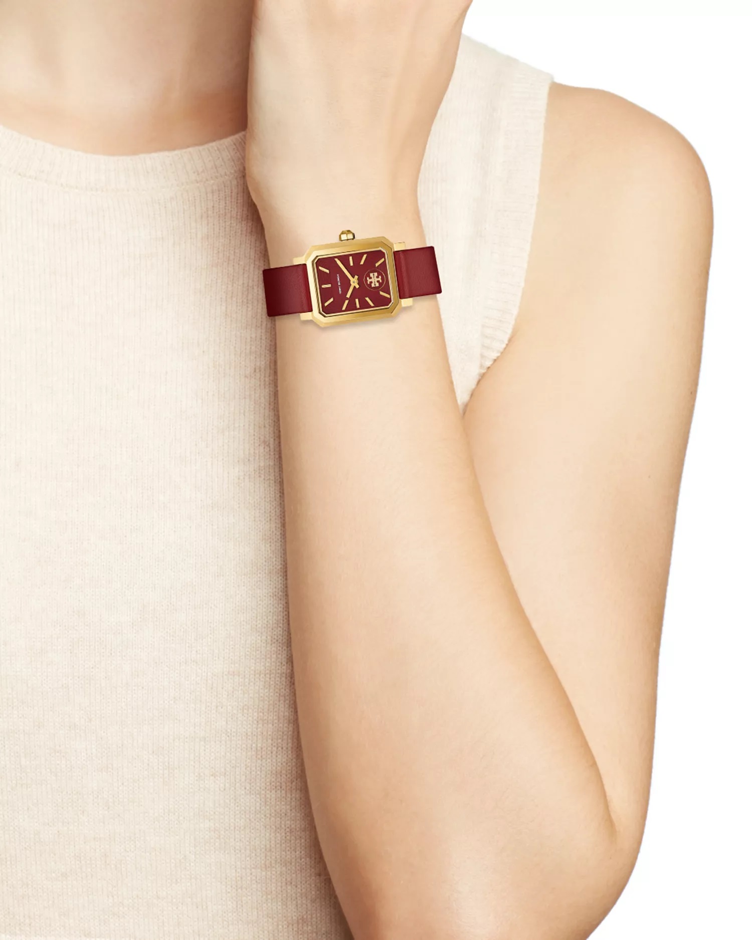 Đồng hồ Tory Burch Robinson Womens Quartz Watch with Red Dial and Red Leather Strap TBW1505 3