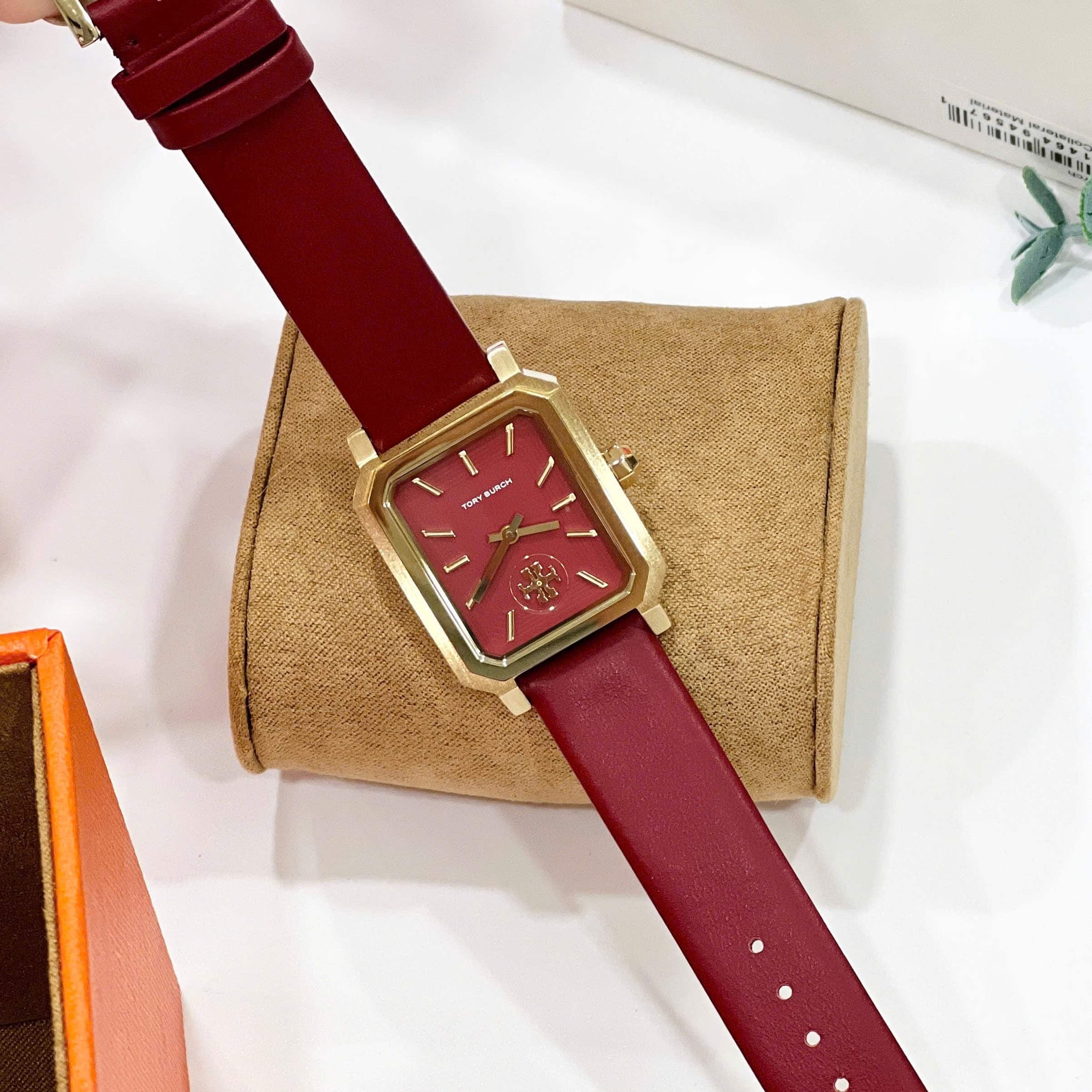 Đồng hồ Tory Burch Robinson Womens Quartz Watch with Red Dial and Red Leather Strap TBW1505 4