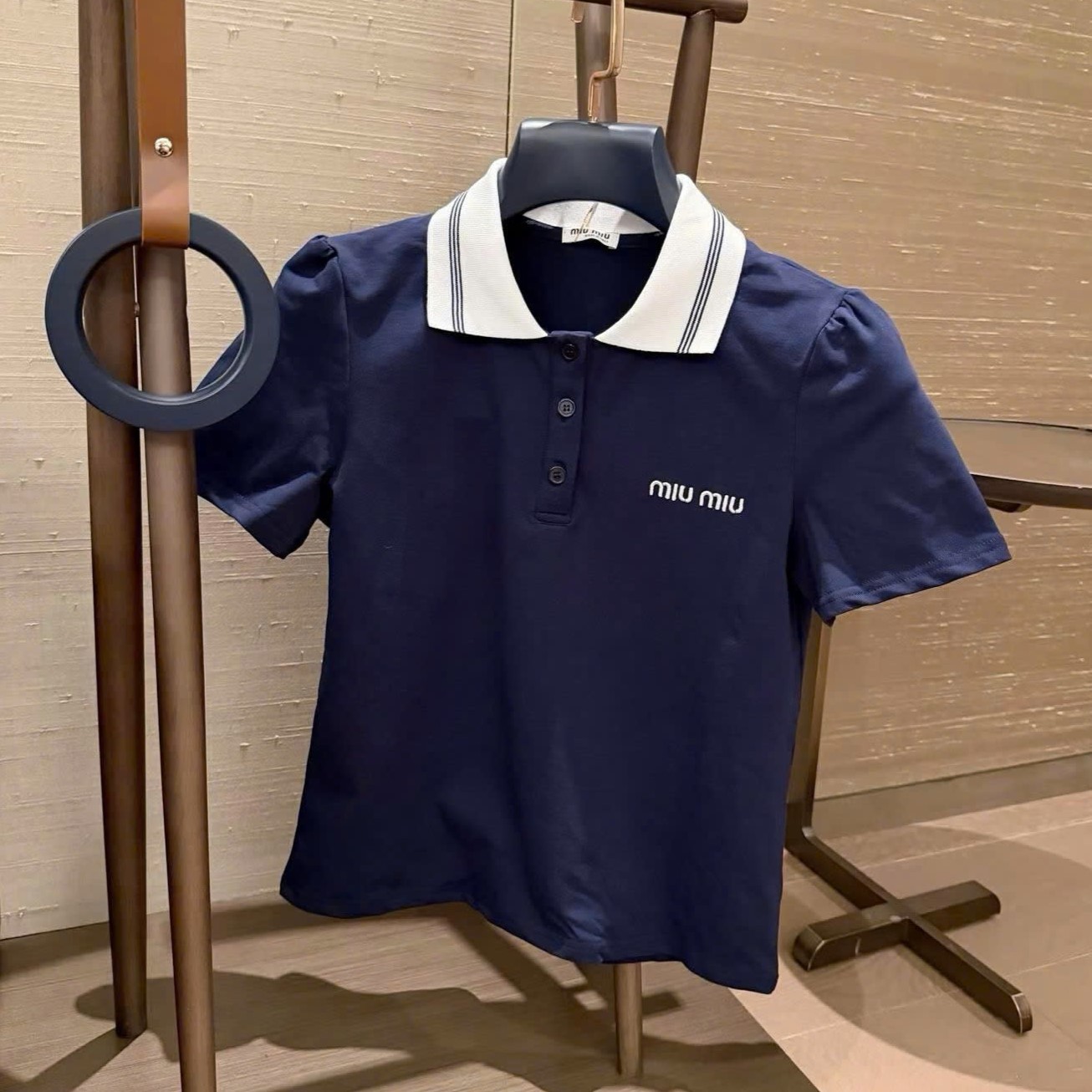 Set áo váy thun trắng xanh Miu Miu 12