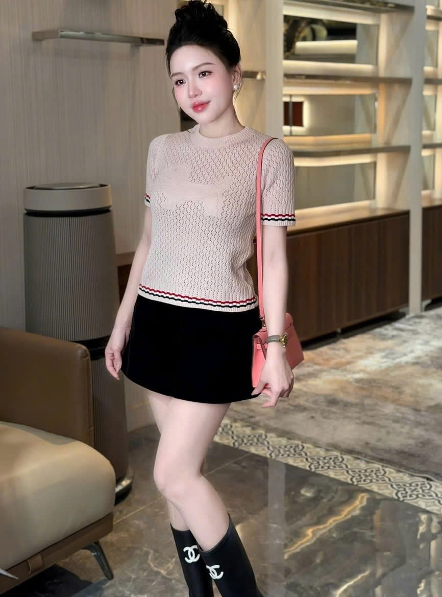 Áo Thom Browne Jacquard Cotton Sweater Light Pink 1