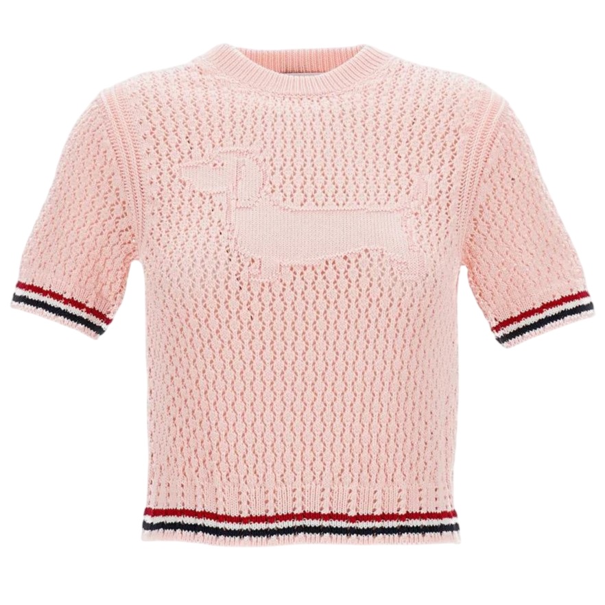 Áo Thom Browne Jacquard Cotton Sweater Light Pink 6
