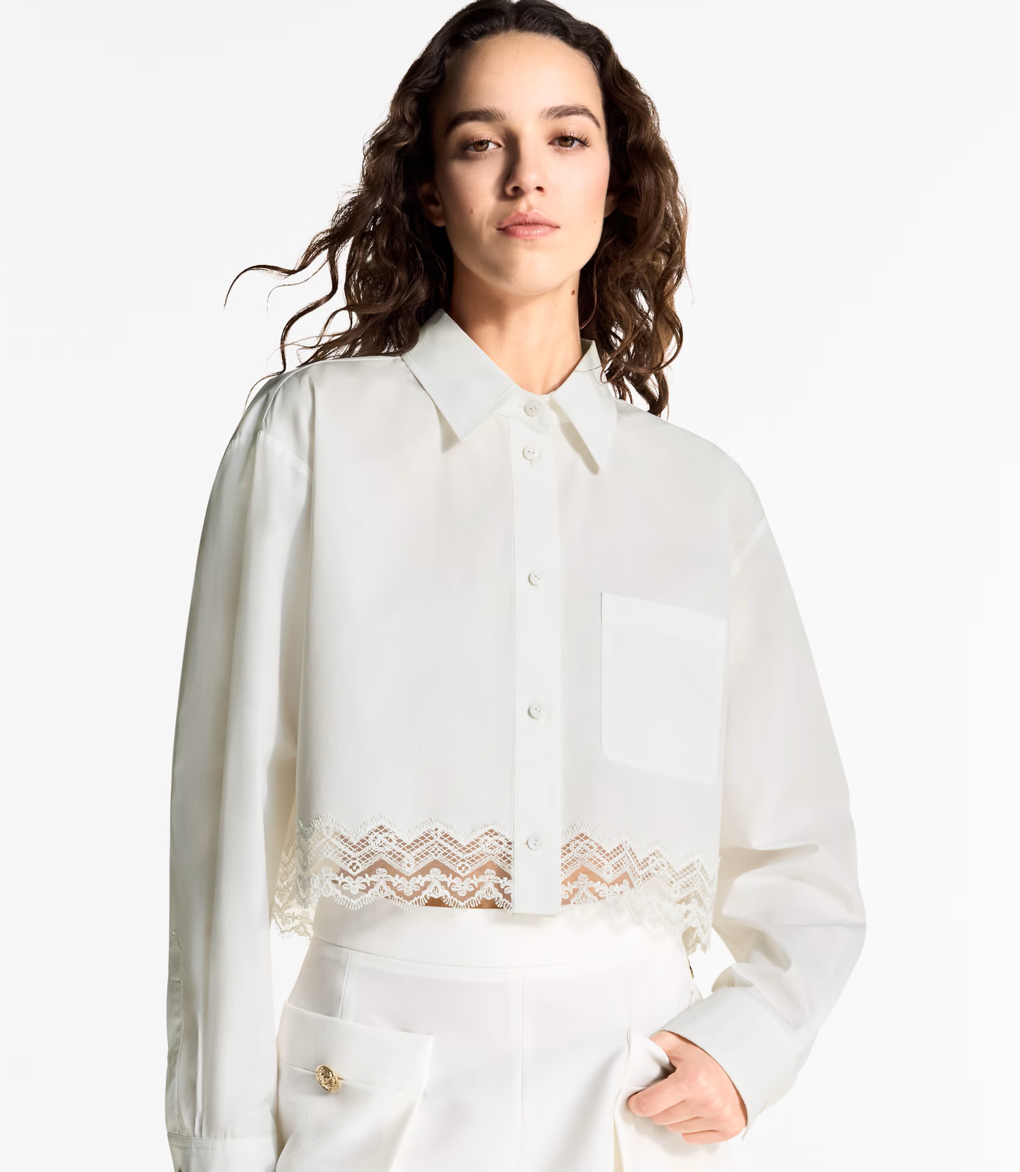 Áo Louis Vuitton Lace Trim Shirt 1AHGWV 3