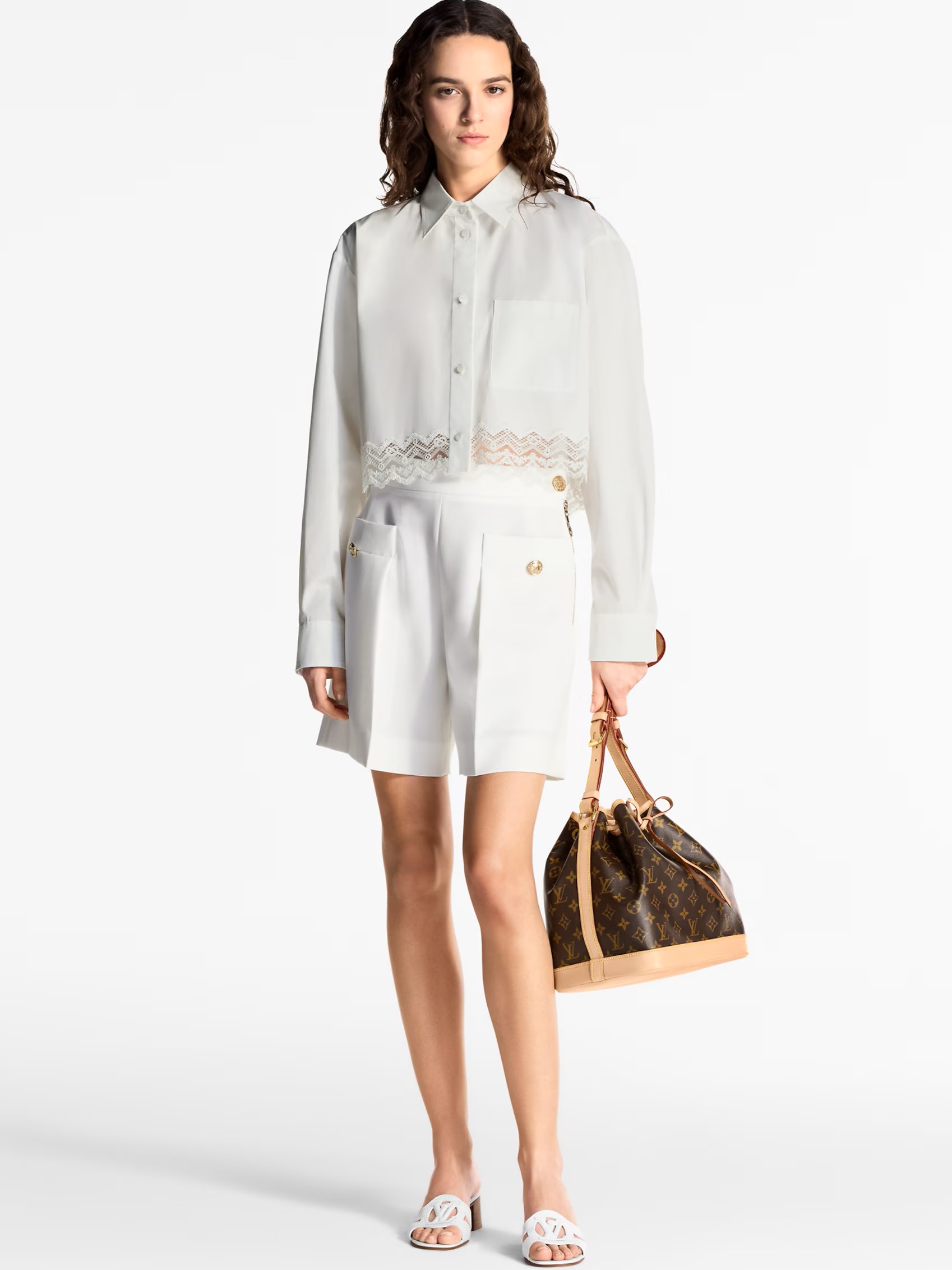 Áo Louis Vuitton Lace Trim Shirt 1AHGWV 4