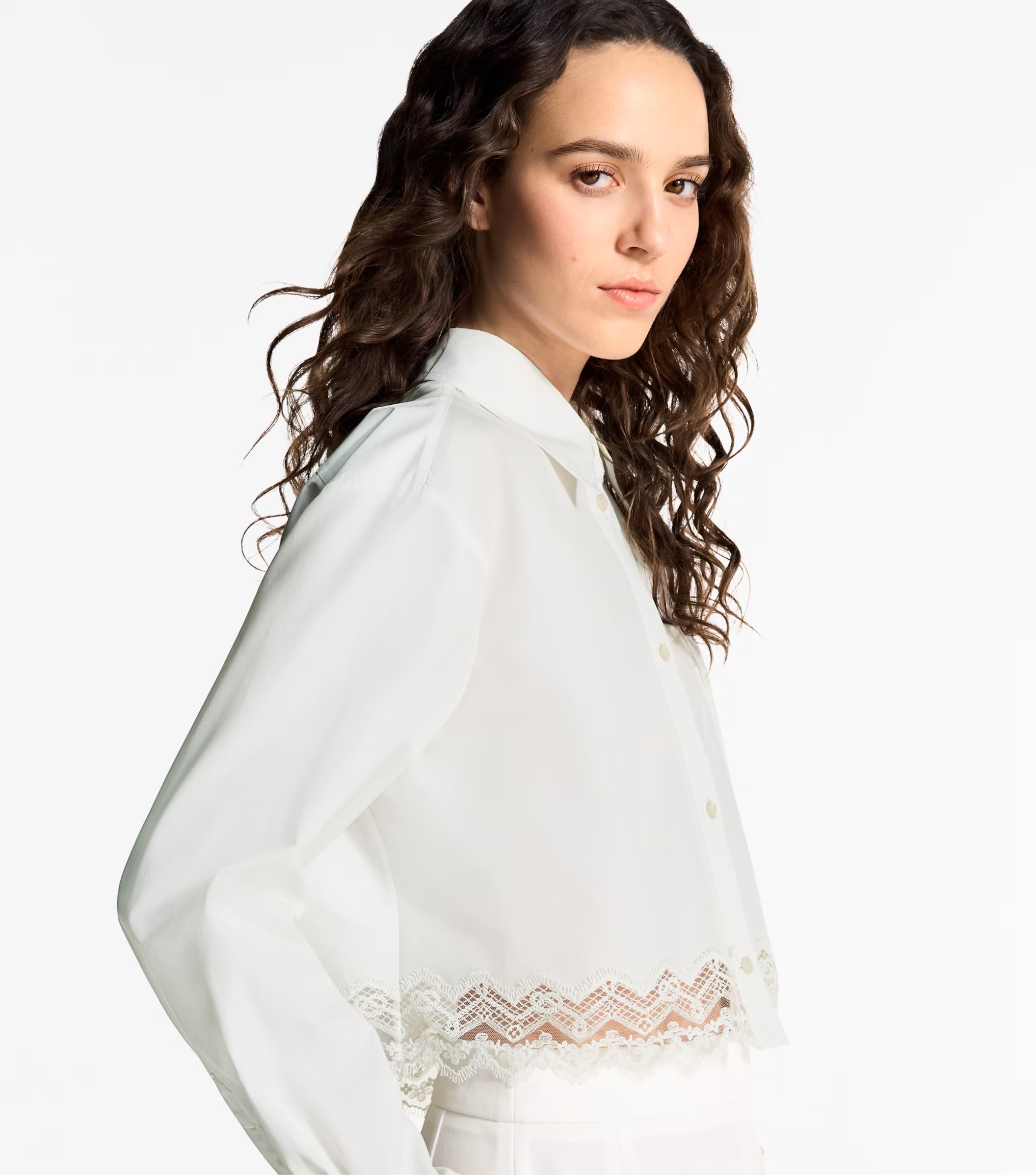Áo Louis Vuitton Lace Trim Shirt 1AHGWV 5