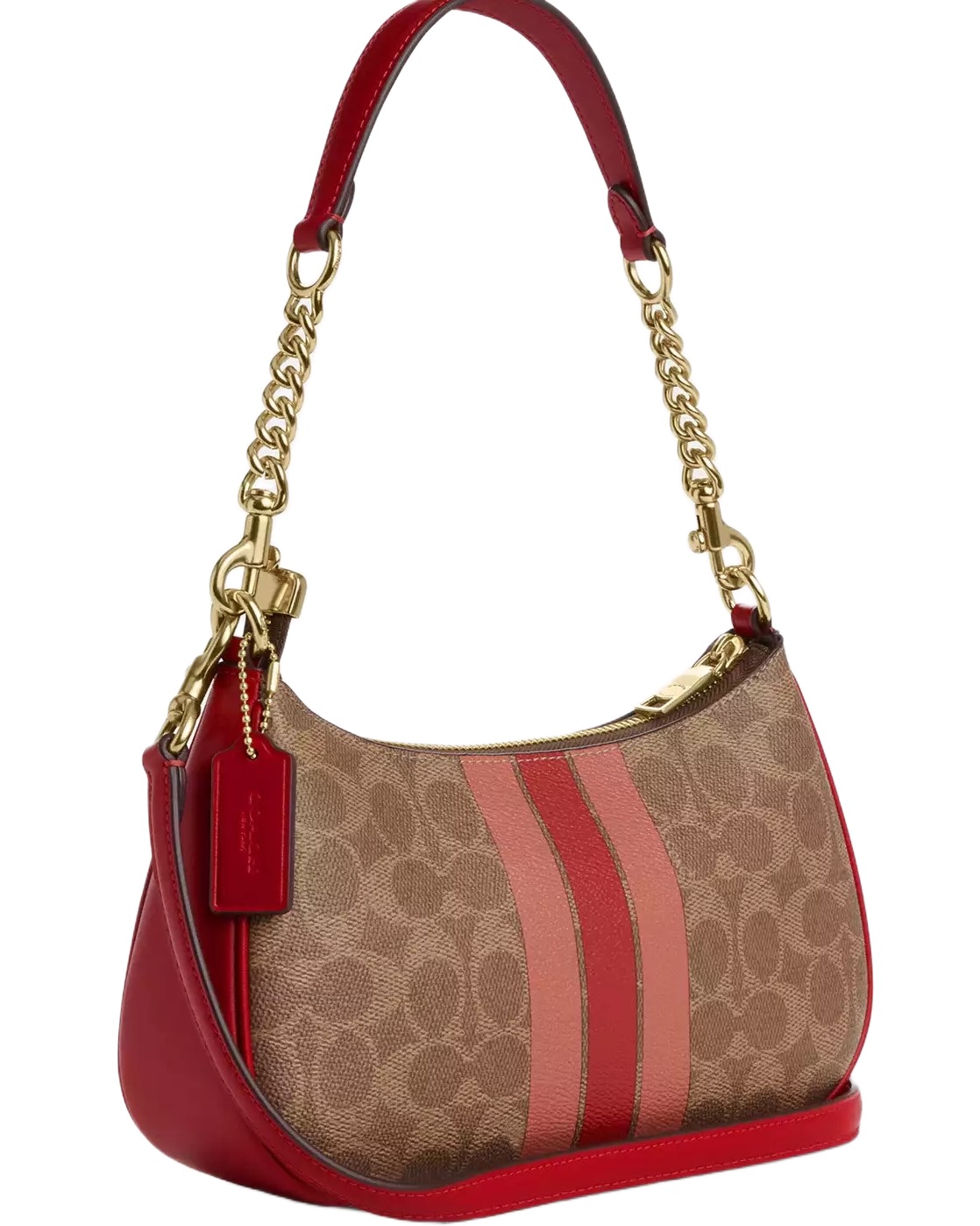 Túi Coach Teri Shoulder Bag In Signature Canvas With Stripe Tan Multi CAL81 1