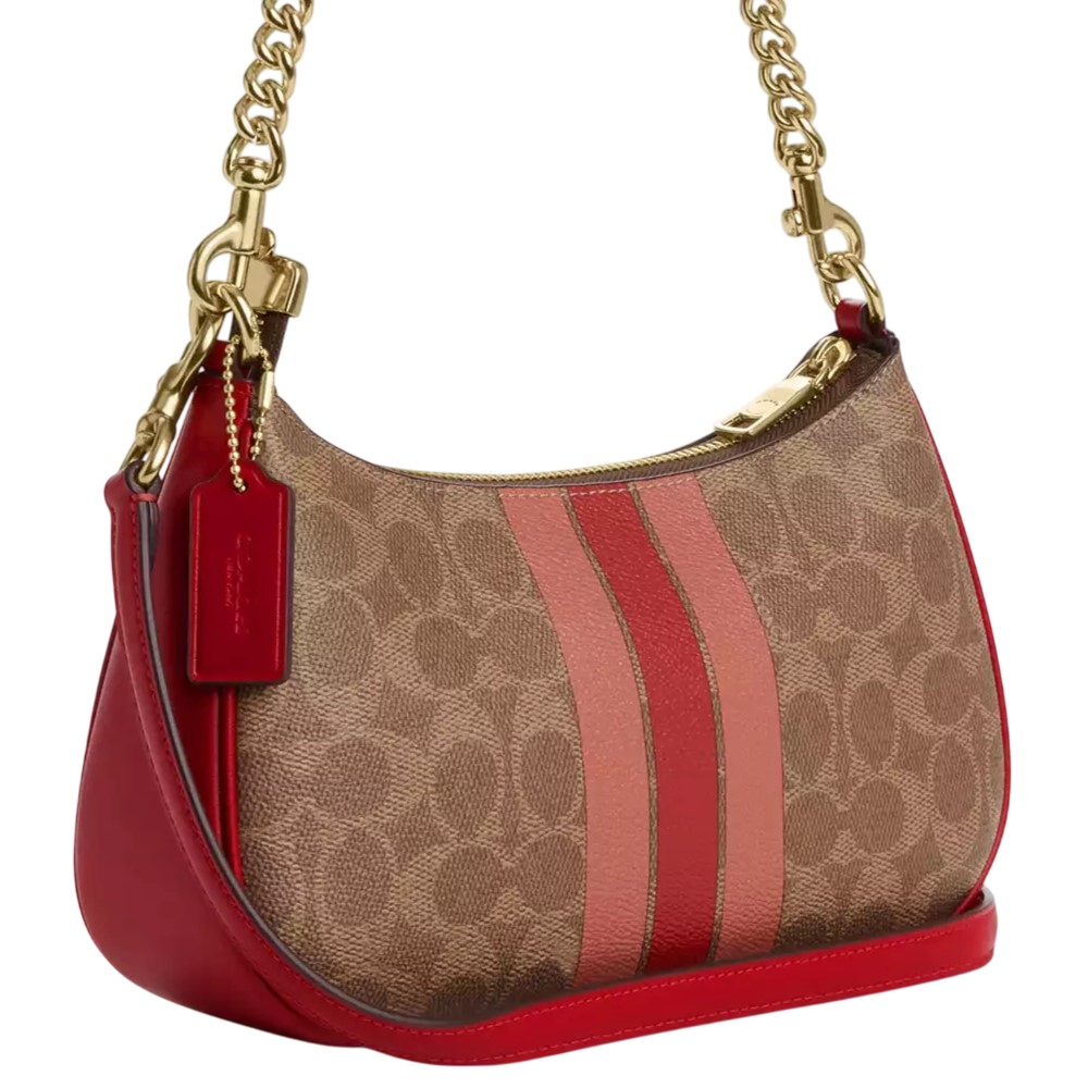 Túi Coach Teri Shoulder Bag In Signature Canvas With Stripe Tan Multi CAL81 3