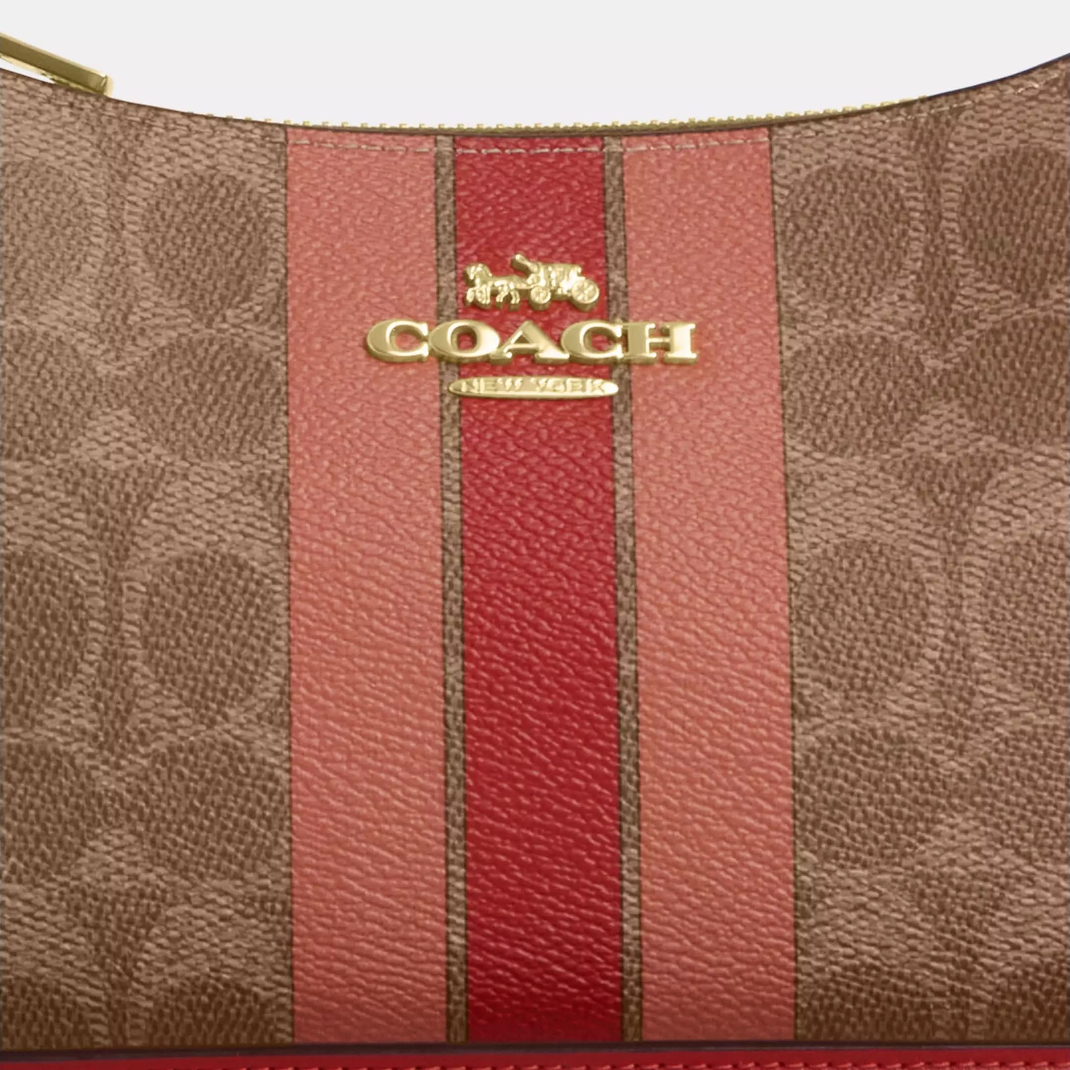Túi Coach Teri Shoulder Bag In Signature Canvas With Stripe Tan Multi CAL81 4