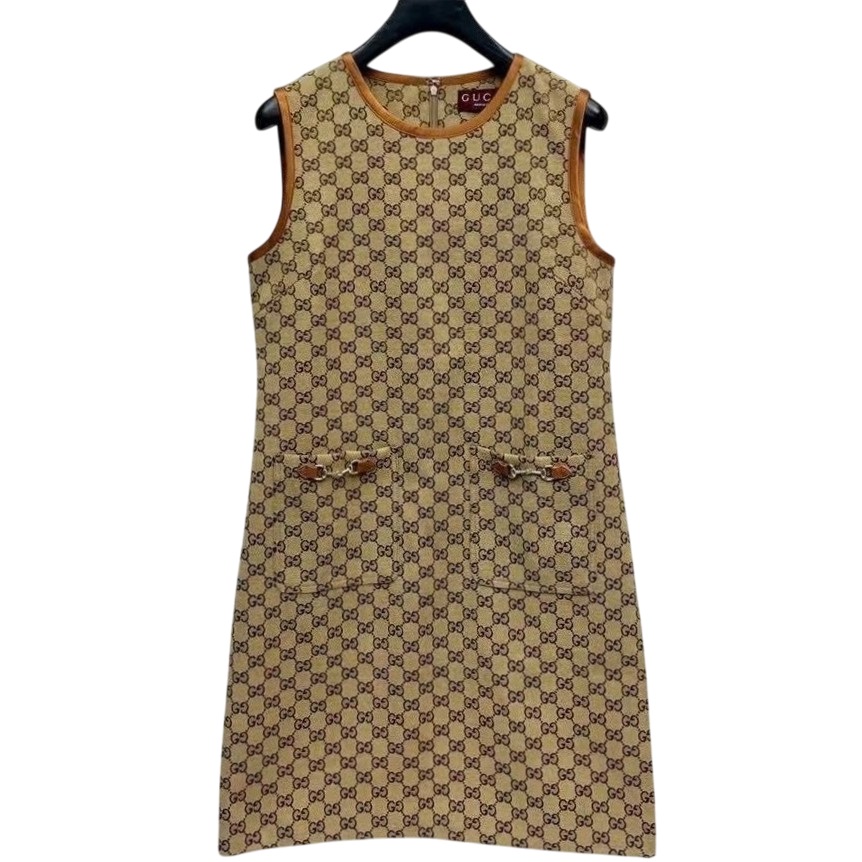 Đầm dài Gucci sát nách nâu 3