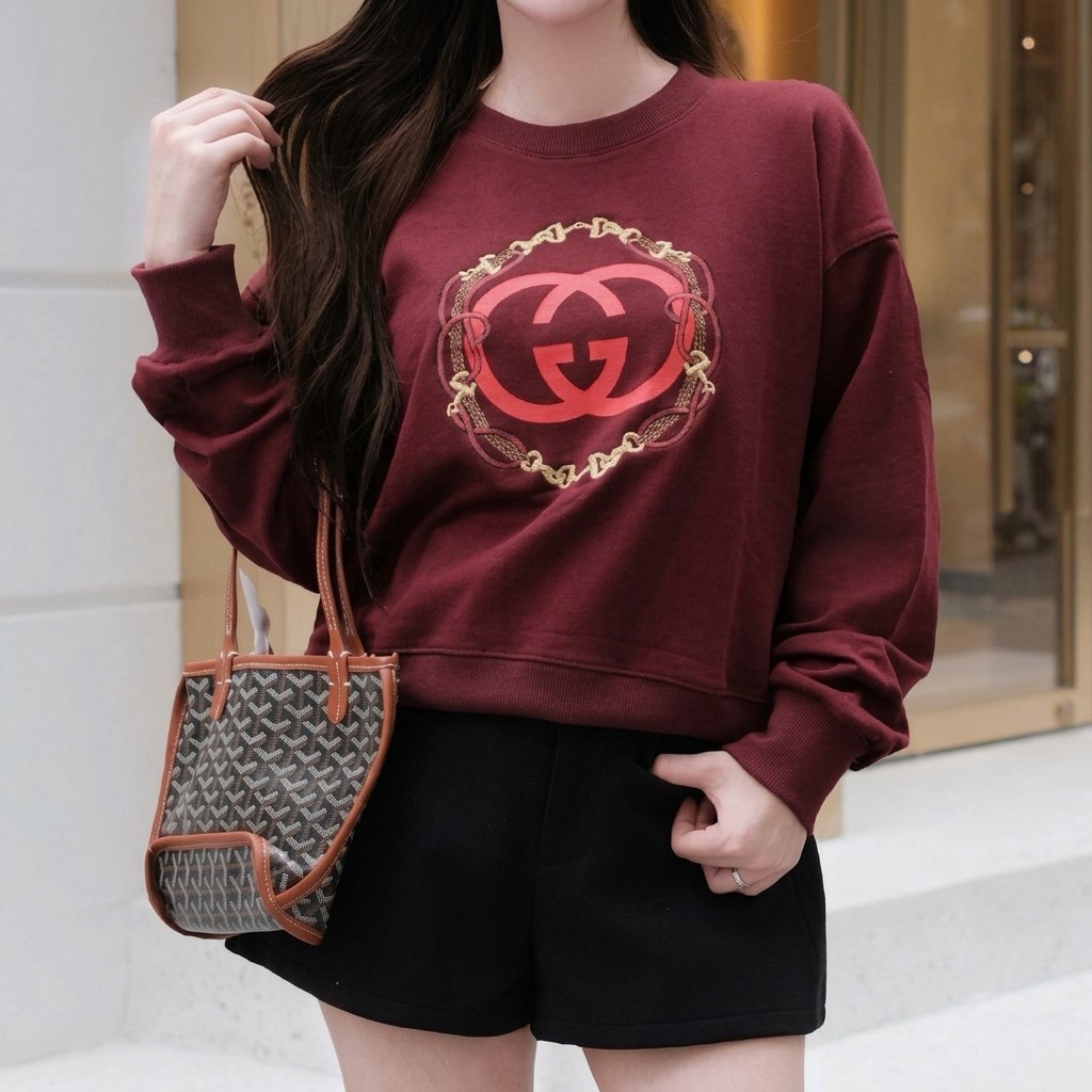 Áo nữ màu đỏ và trắng nữ Gucci 1