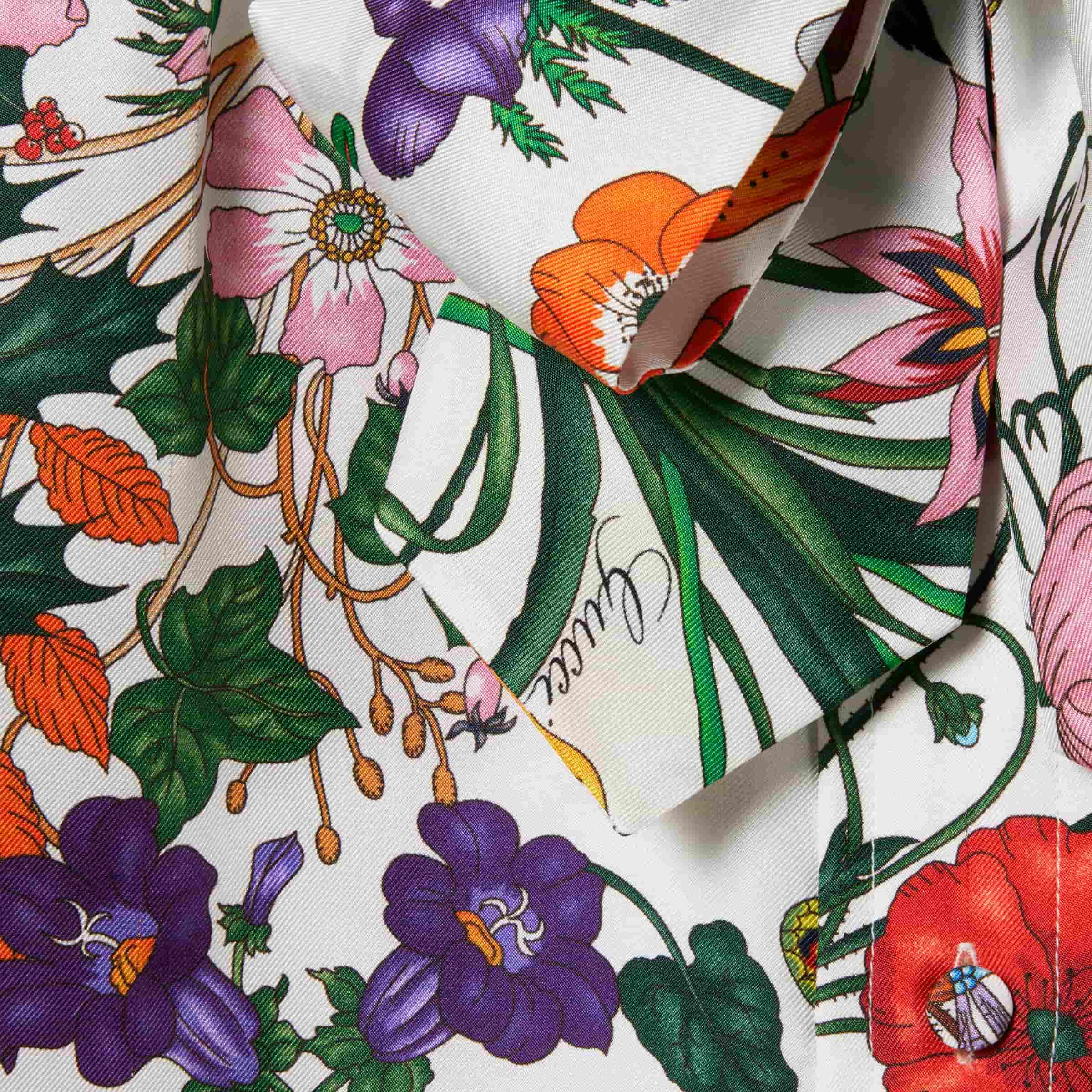 Áo Gucci lụa Printed Silk Twill Shirt With Bow 1