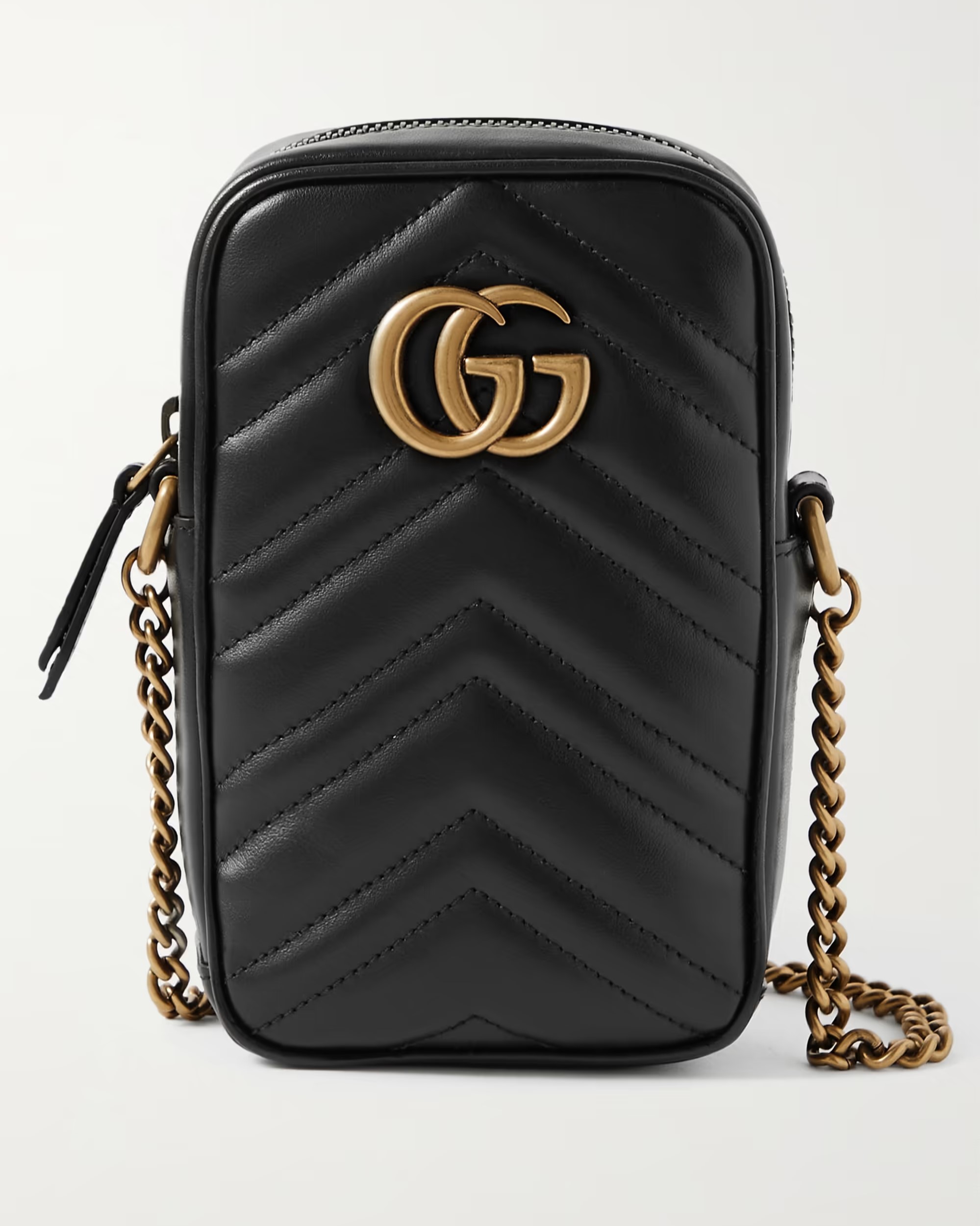 TÚI ĐEO ĐIỆN THOẠI GUCCI GG MARMONT MINI BLACK QUILTED LEATHER POUCH 1