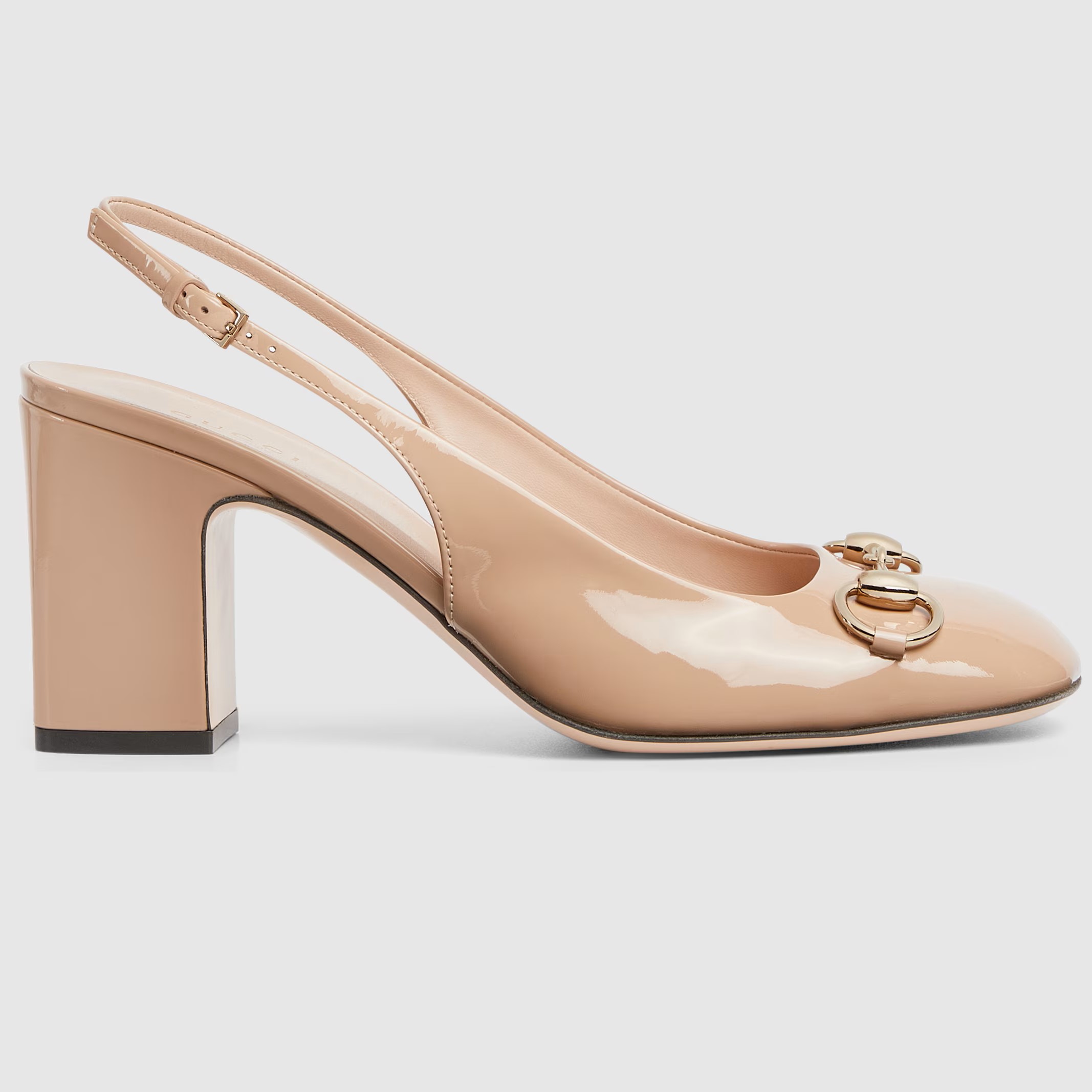 Giày cao gót Gucci Womens Horsebit Slingback Rose Beige Patent Leather ‎794324 1