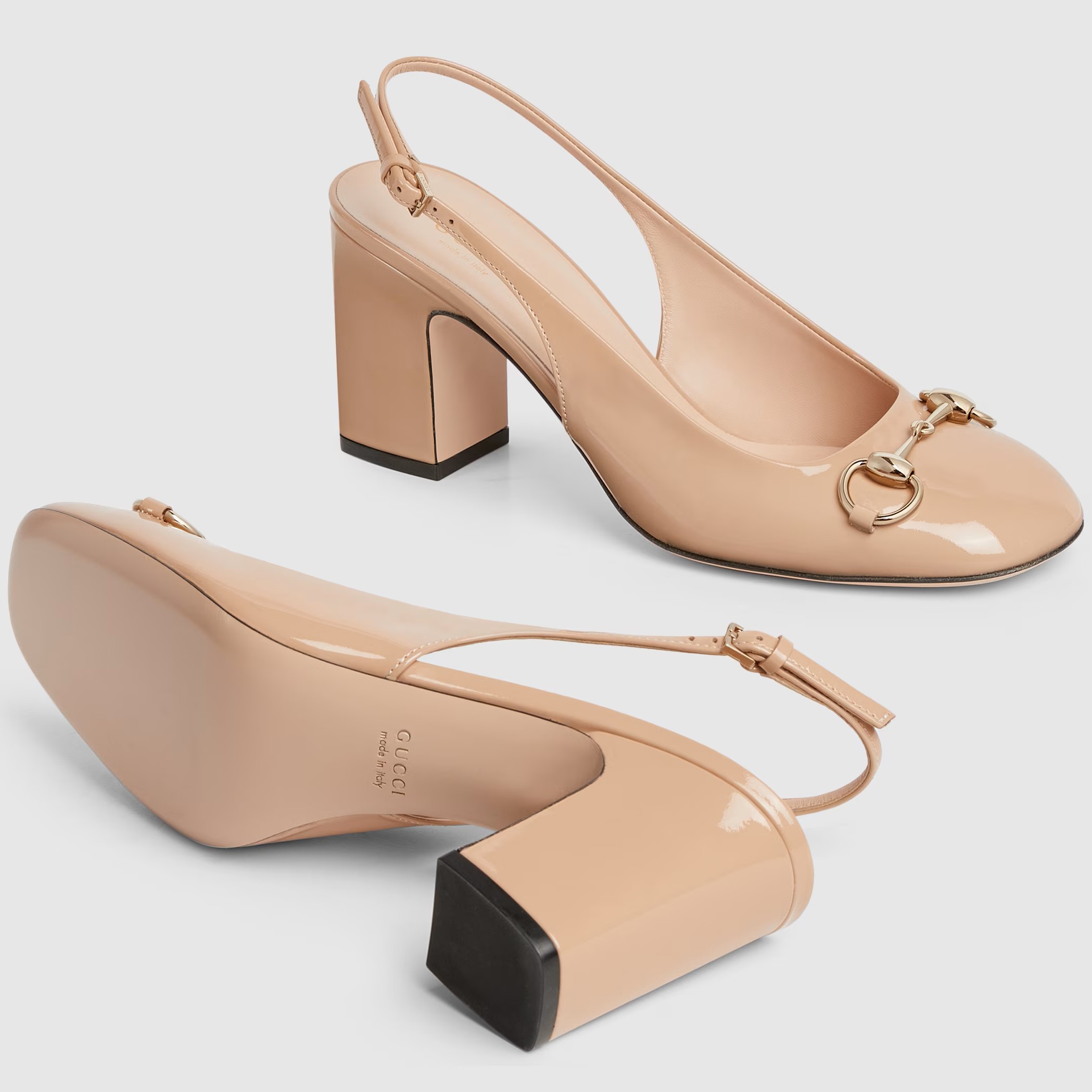 Giày cao gót Gucci Womens Horsebit Slingback Rose Beige Patent Leather ‎794324 5