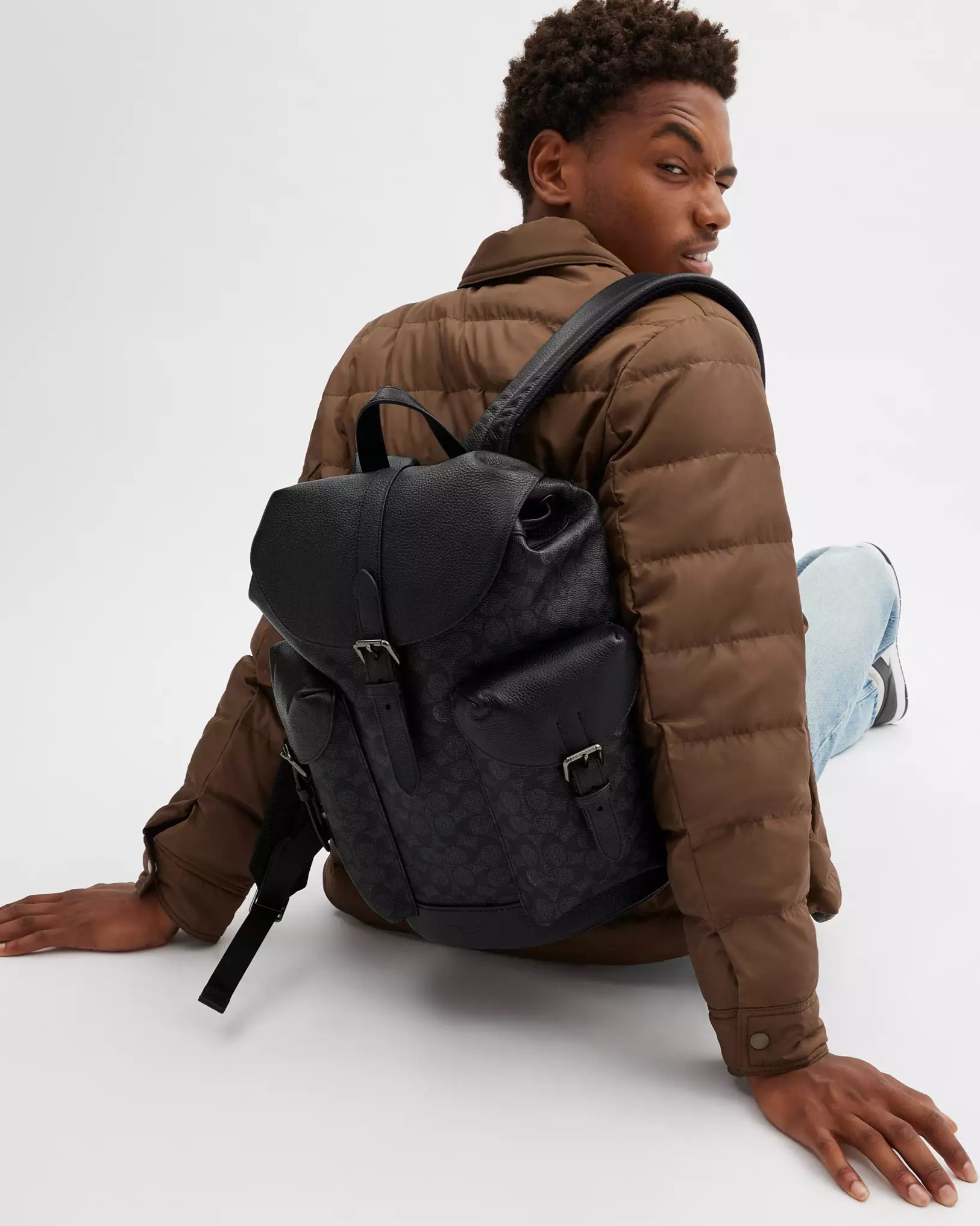 Balo Coach Warner Signature Canvas Backpack Charcoal Black CW211 4