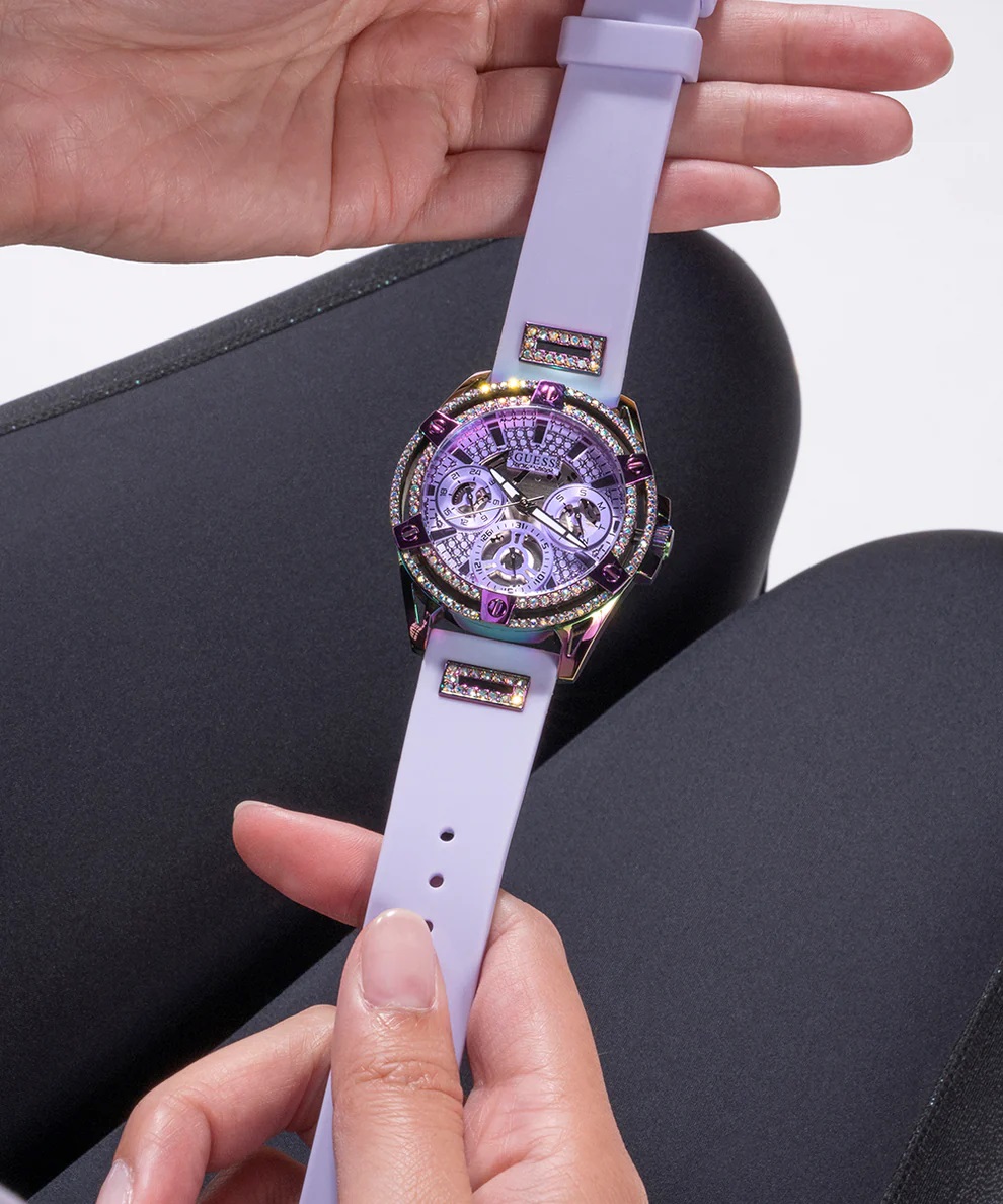 ĐỒNG HỒ NỮ GUESS LADIES PURPLE IRIDESCENT MULTI-FUNCTION SILICONE WATCH GW0536L4 8