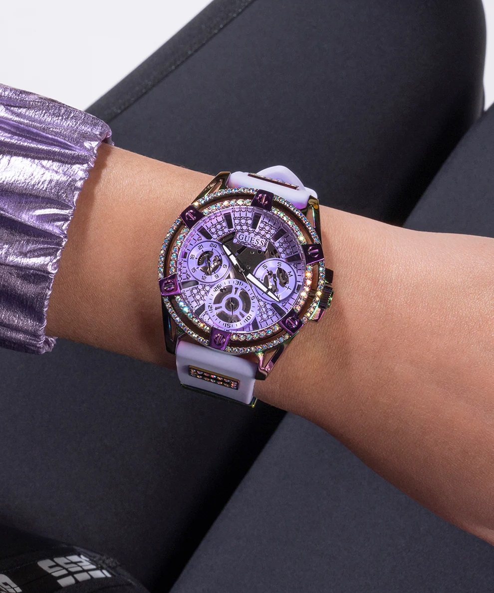 ĐỒNG HỒ NỮ GUESS LADIES PURPLE IRIDESCENT MULTI-FUNCTION SILICONE WATCH GW0536L4 2