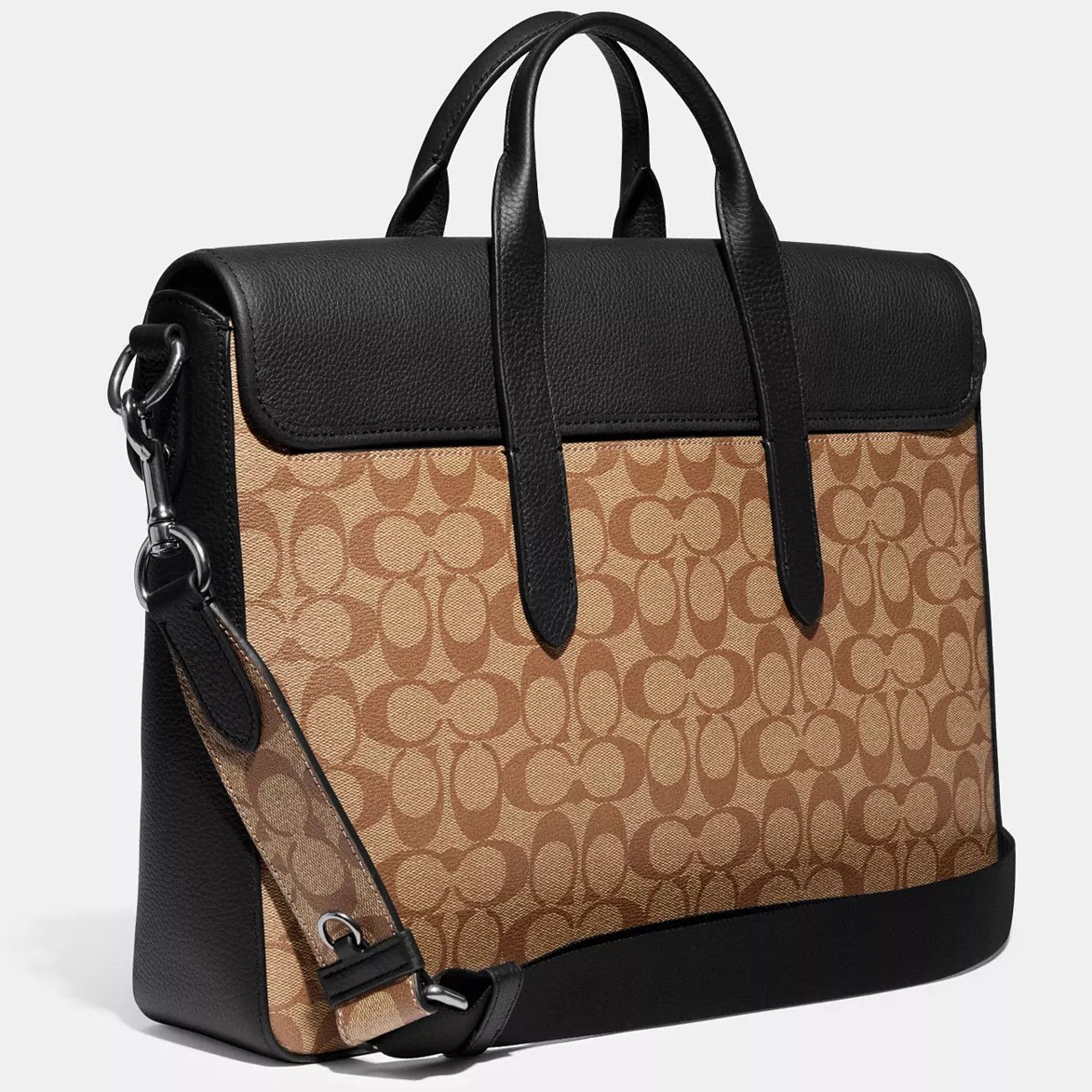 Túi xách laptop Nam Coach Sullivan Portfolio Brief In Signature Canvas Khaki Black C9873 1