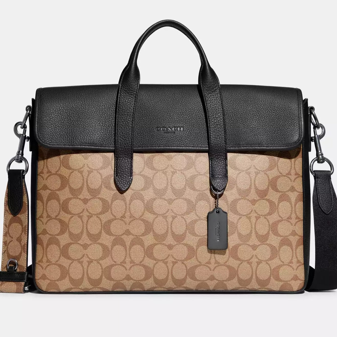 Túi xách laptop Nam Coach Sullivan Portfolio Brief In Signature Canvas Khaki Black C9873 3