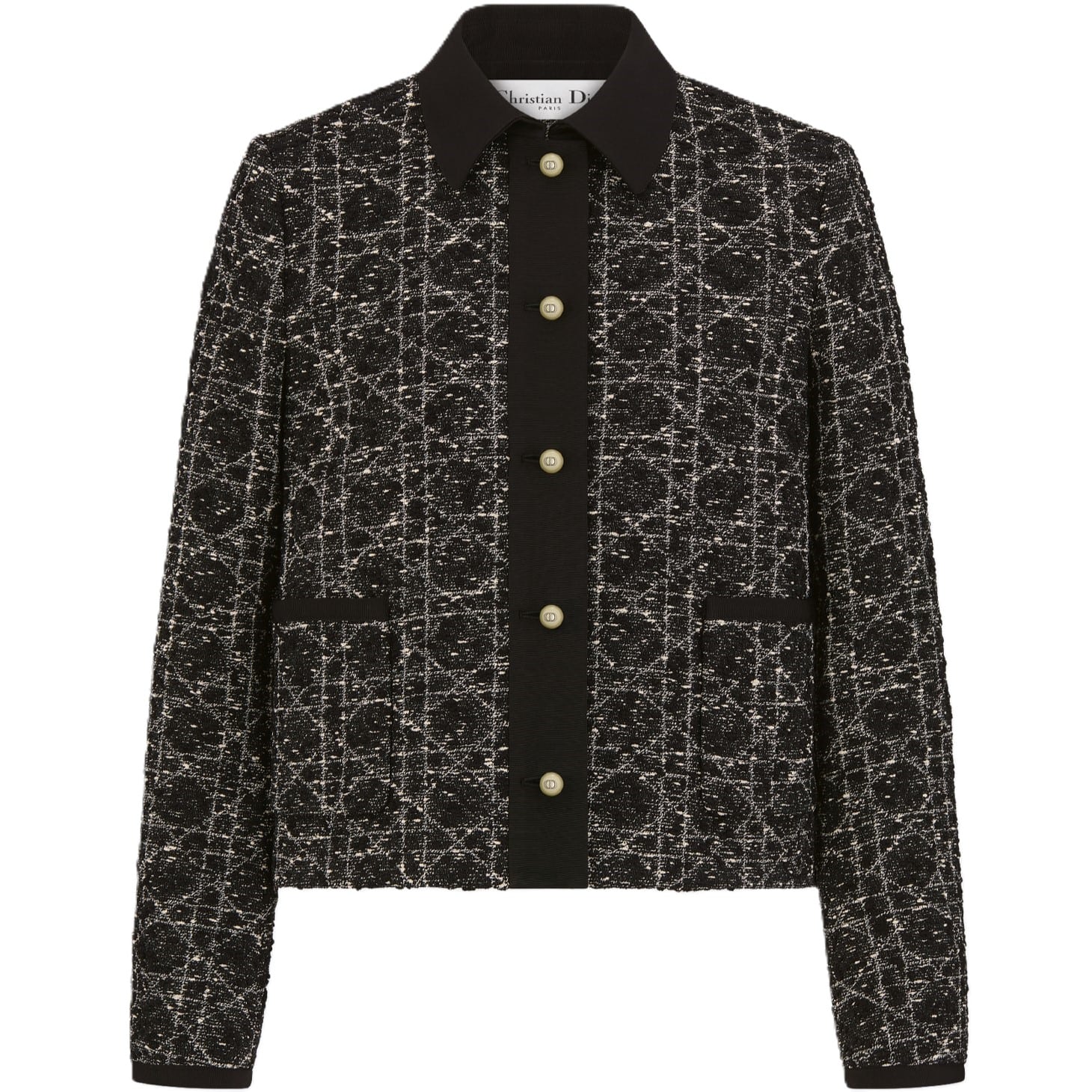 Áo khoác Dior Macrocannage Jacket Black Cotton-Blend Tweed 1