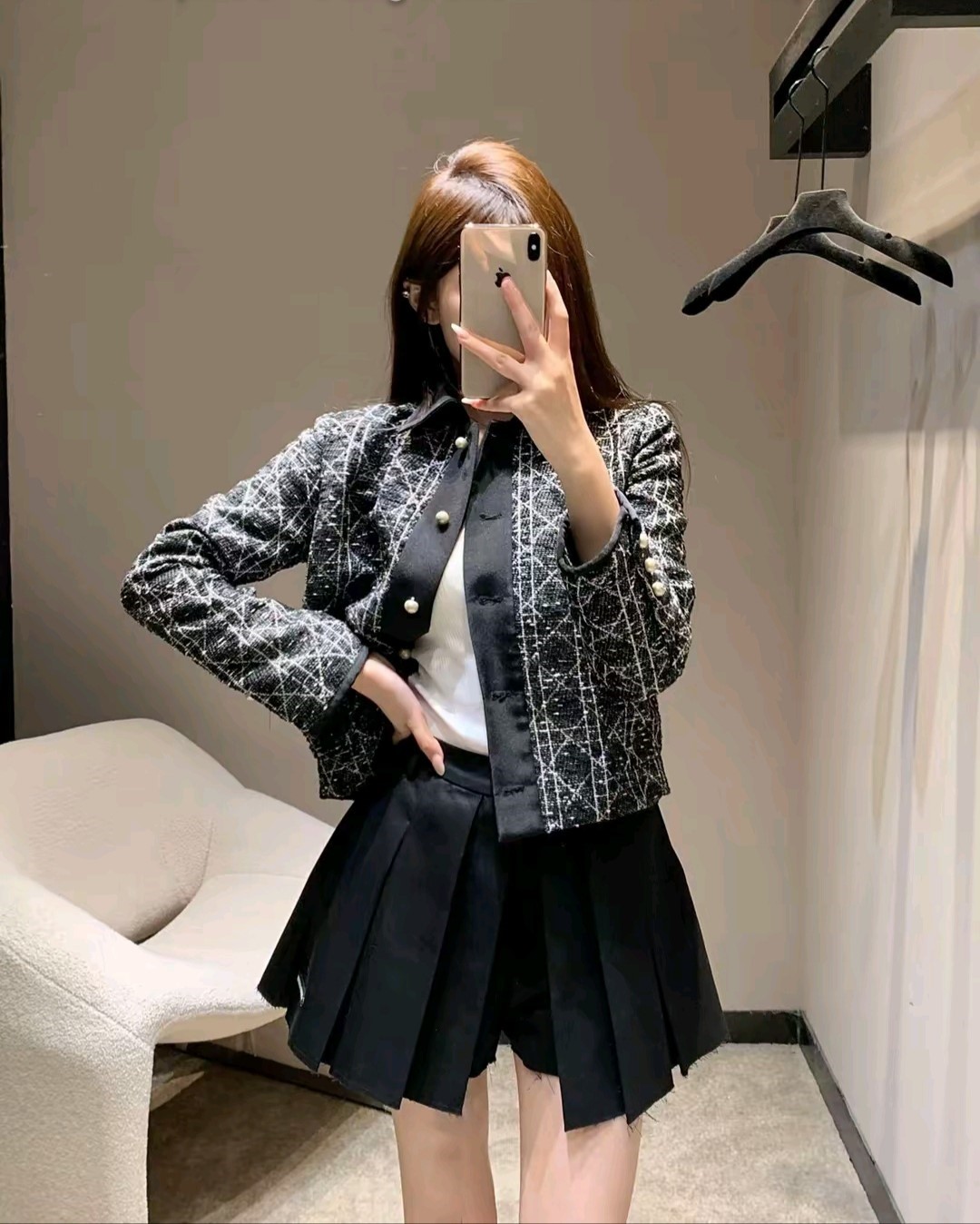 Áo khoác Dior Macrocannage Jacket Black Cotton-Blend Tweed 4