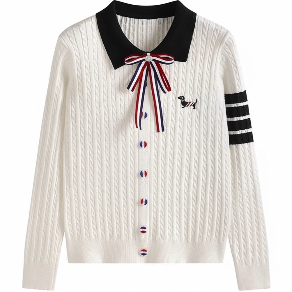 Áo len cổ nơ Thom Browne 1