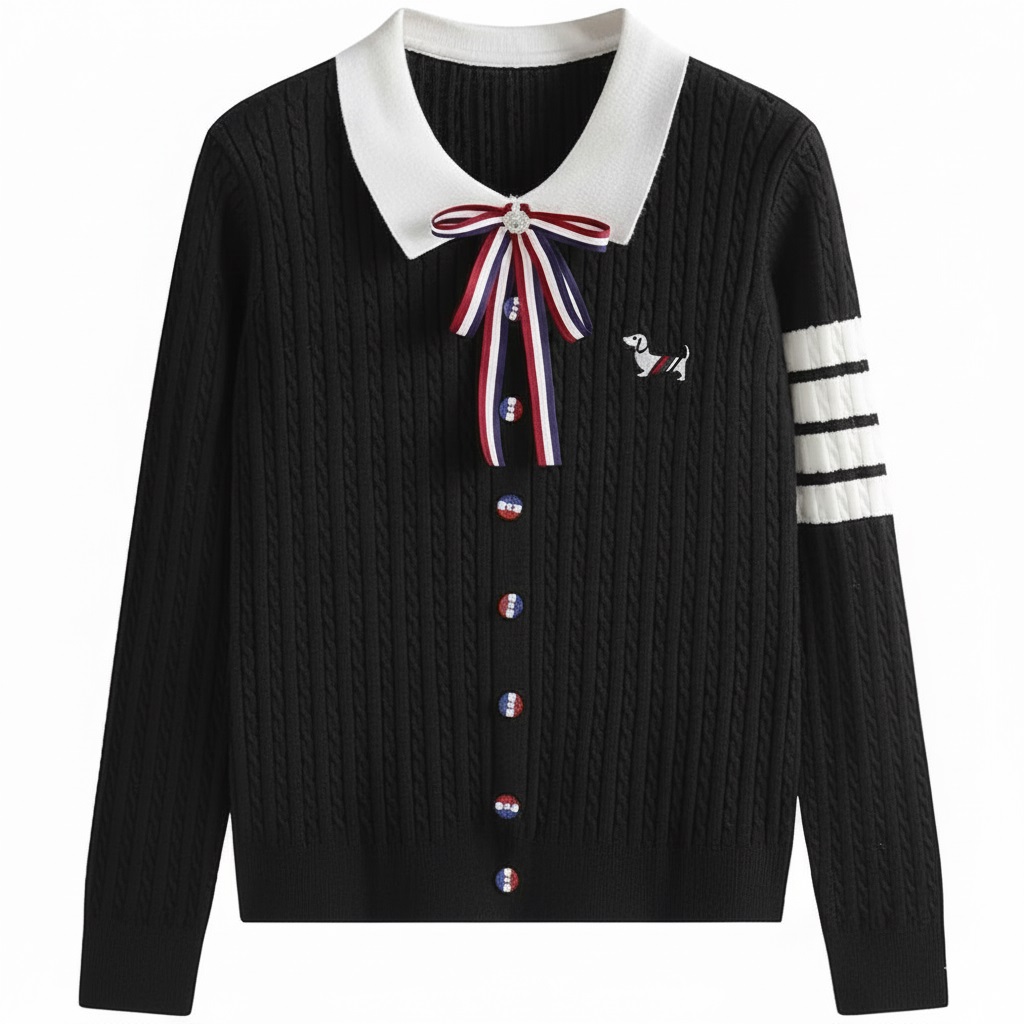 Áo len cổ nơ Thom Browne 6