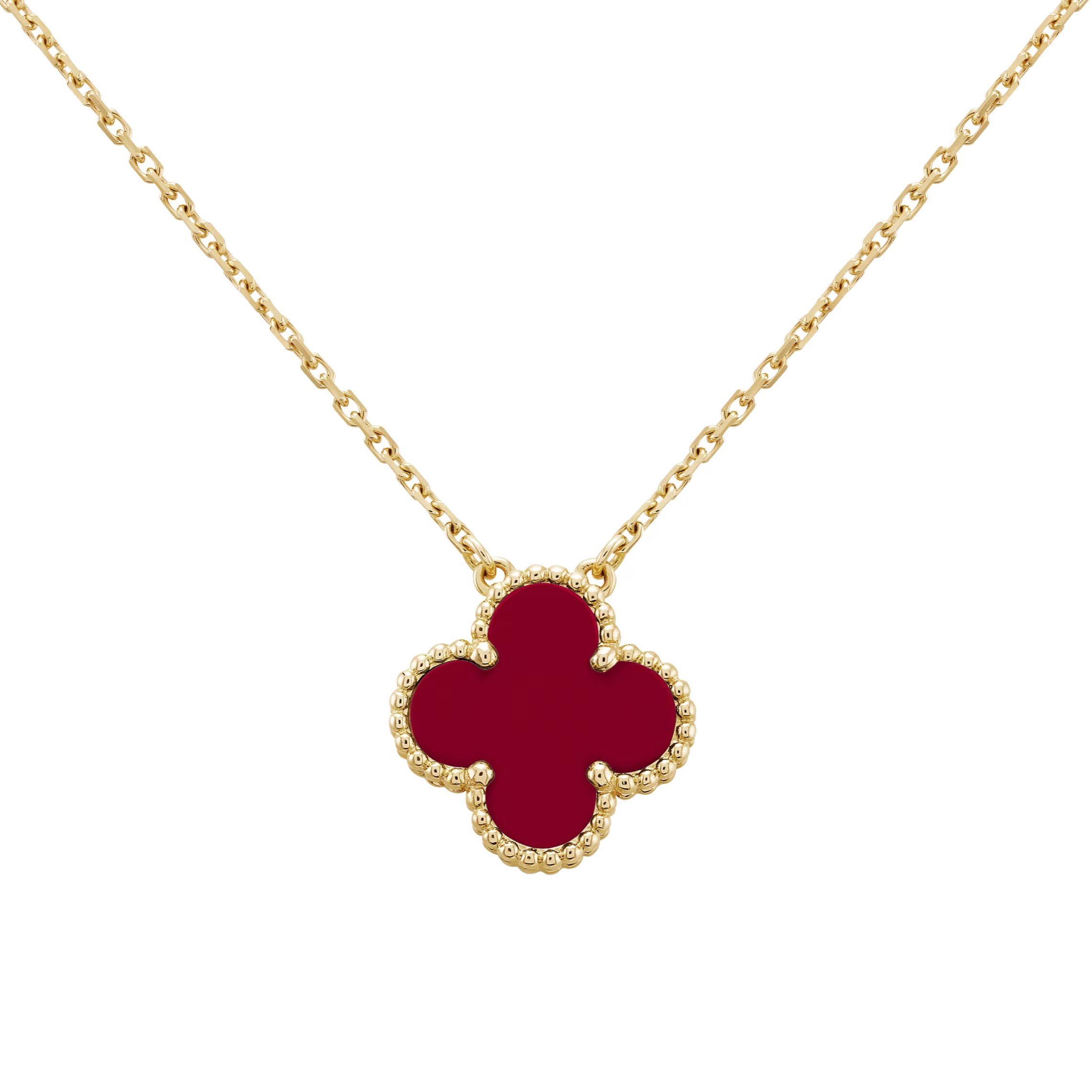 DÂY CHUYỀN VAN CLEEF & ARPELS VINTAGE ALHAMBRA NECKLACE PENDANT IN GOLD CARNELIAN VCARD38500 3