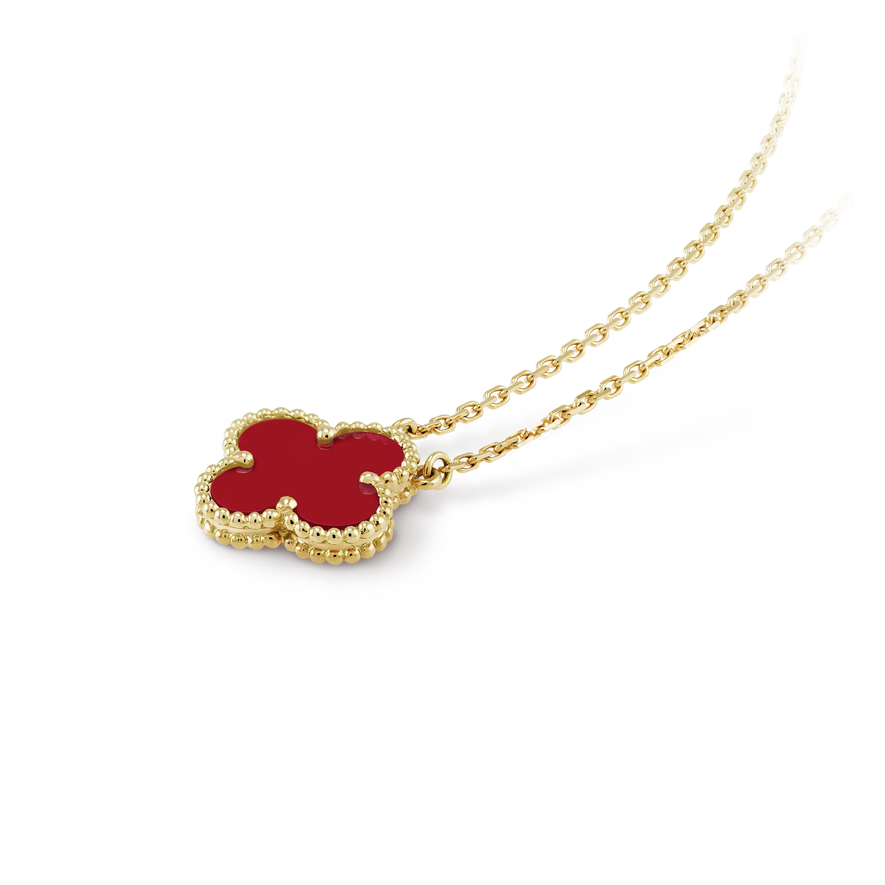 DÂY CHUYỀN VAN CLEEF & ARPELS VINTAGE ALHAMBRA NECKLACE PENDANT IN GOLD CARNELIAN VCARD38500 4