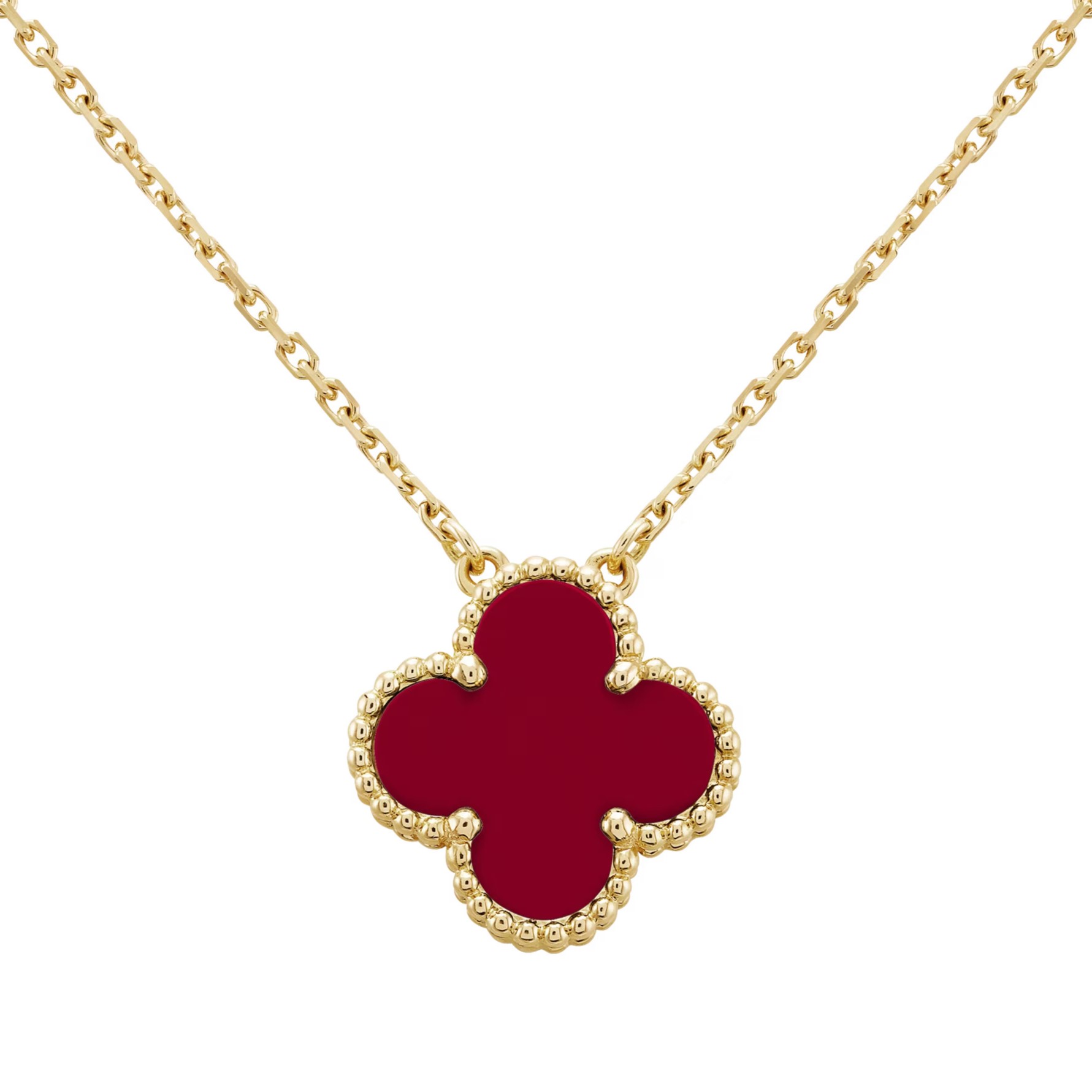 DÂY CHUYỀN VAN CLEEF & ARPELS VINTAGE ALHAMBRA NECKLACE PENDANT IN GOLD CARNELIAN VCARD38500 5