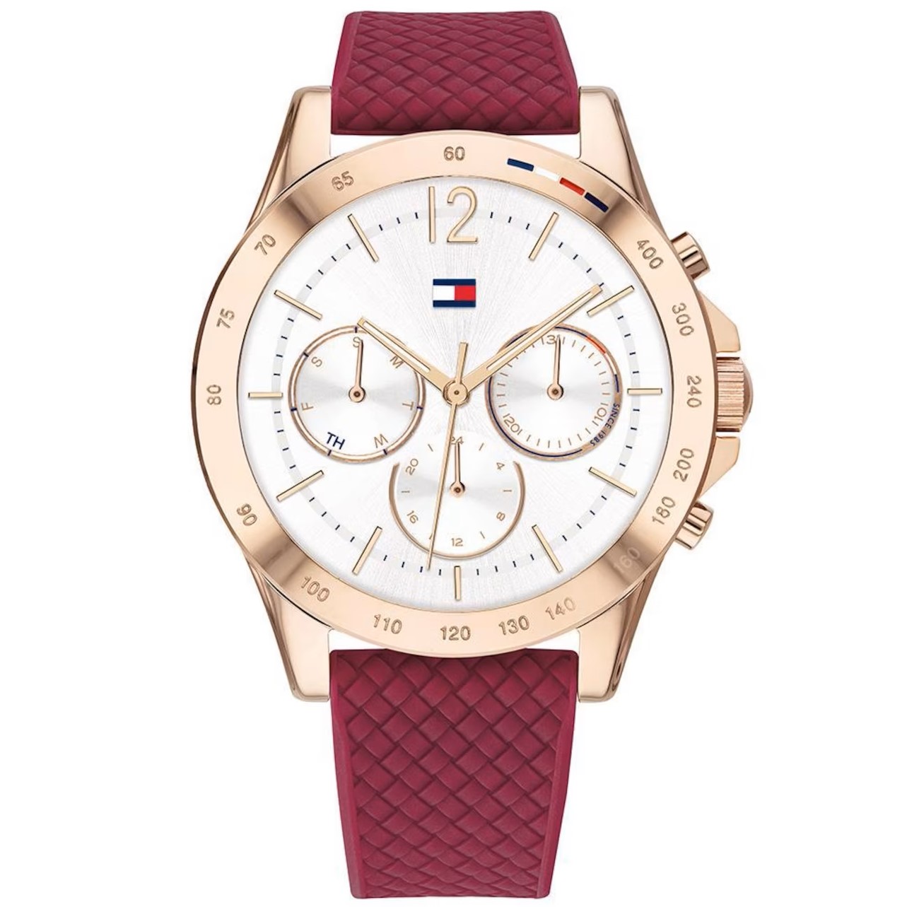 ĐỒNG HỒ NỮ TOMMY HILFIGER ROSE GOLD SPORT WATCH WITH RED SILICONE STRAP HAVEN ANALOG WATCH FOR WOMEN TH1782200W 2