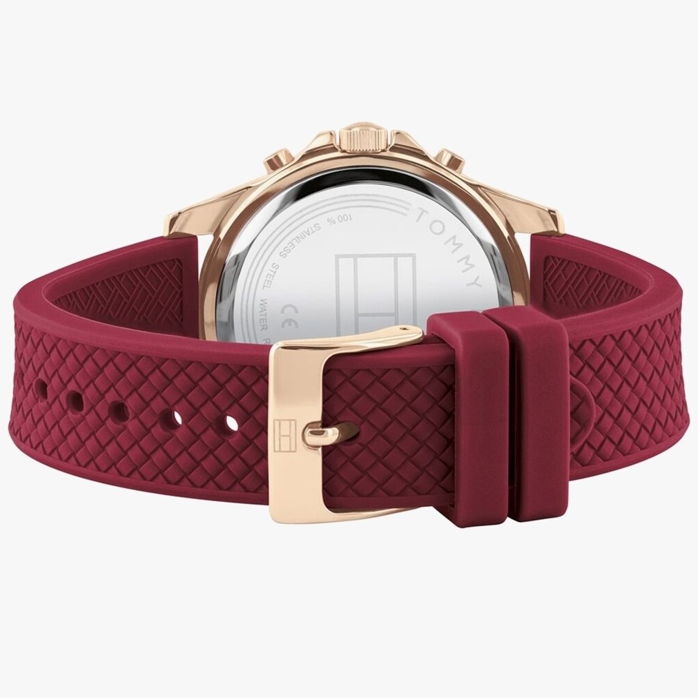 ĐỒNG HỒ NỮ TOMMY HILFIGER ROSE GOLD SPORT WATCH WITH RED SILICONE STRAP HAVEN ANALOG WATCH FOR WOMEN TH1782200W 3