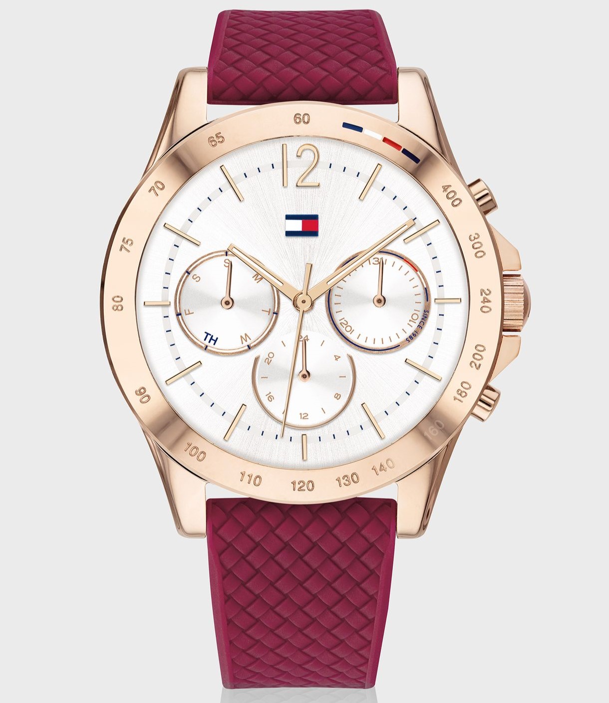 ĐỒNG HỒ NỮ TOMMY HILFIGER ROSE GOLD SPORT WATCH WITH RED SILICONE STRAP HAVEN ANALOG WATCH FOR WOMEN TH1782200W 6