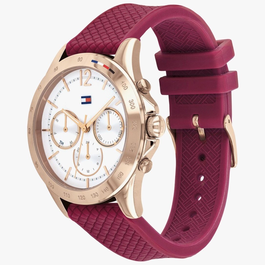 ĐỒNG HỒ NỮ TOMMY HILFIGER ROSE GOLD SPORT WATCH WITH RED SILICONE STRAP HAVEN ANALOG WATCH FOR WOMEN TH1782200W 4