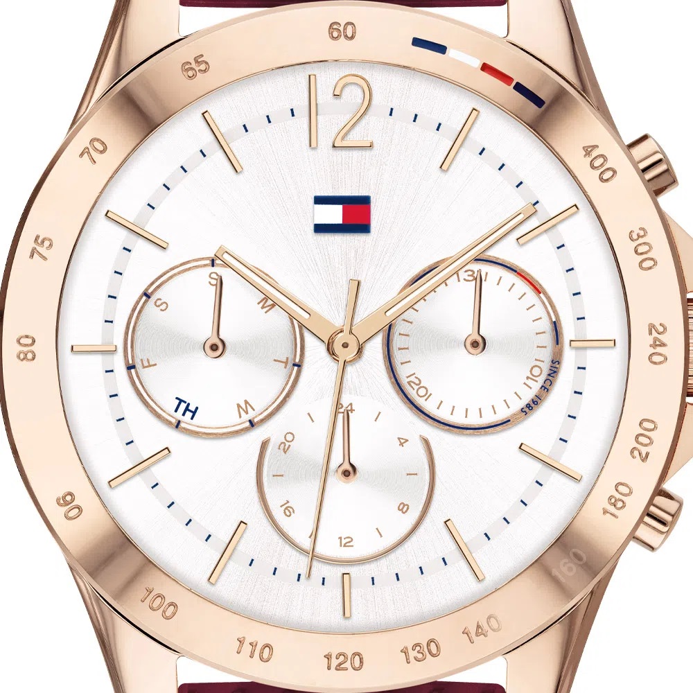 ĐỒNG HỒ NỮ TOMMY HILFIGER ROSE GOLD SPORT WATCH WITH RED SILICONE STRAP HAVEN ANALOG WATCH FOR WOMEN TH1782200W 10