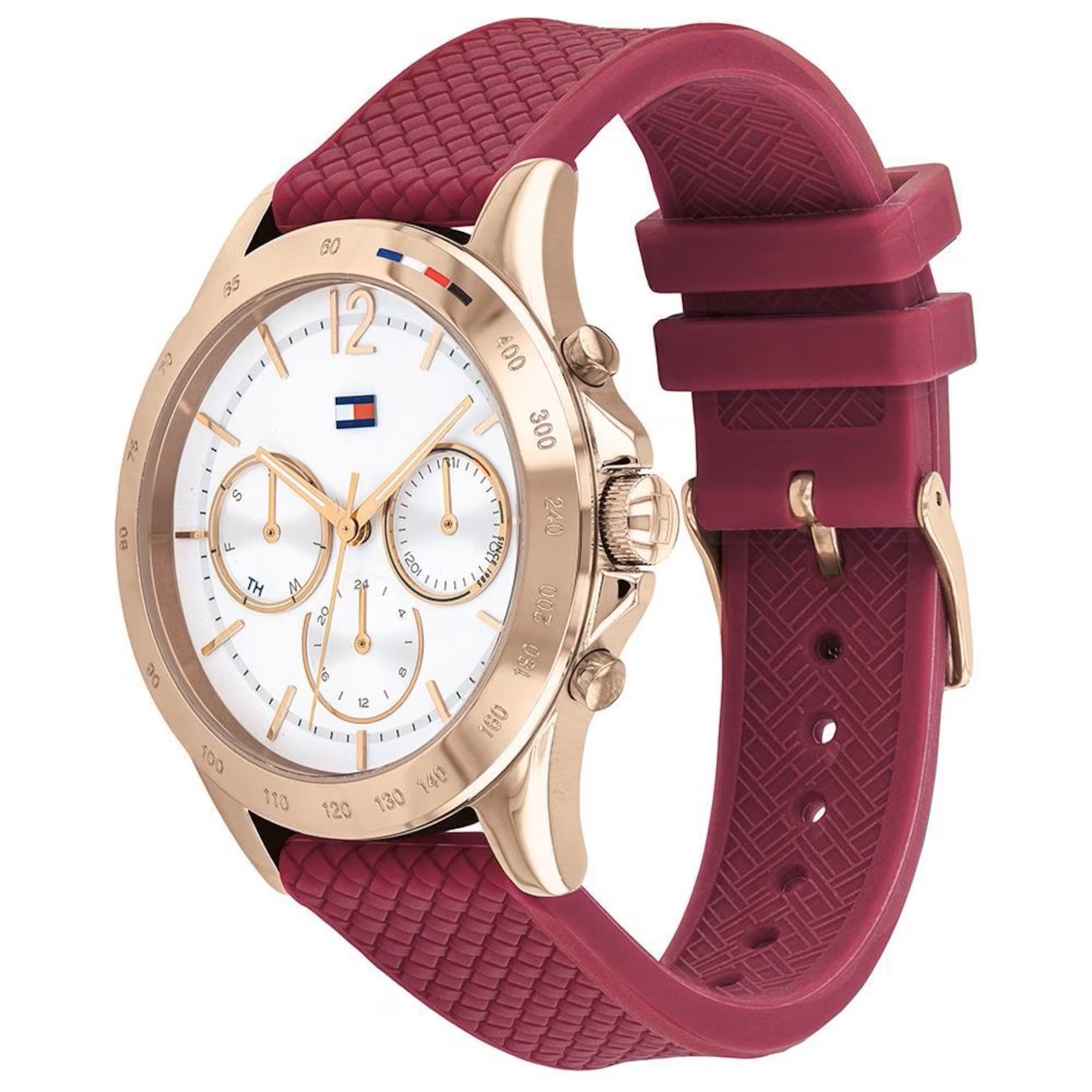 ĐỒNG HỒ NỮ TOMMY HILFIGER ROSE GOLD SPORT WATCH WITH RED SILICONE STRAP HAVEN ANALOG WATCH FOR WOMEN TH1782200W 11