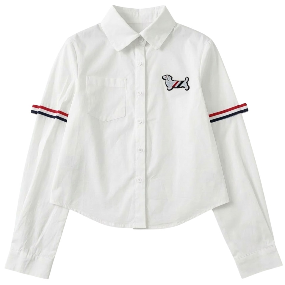 Áo sơ mi nữ tay dài hoa tiết chó Thom Browne 1