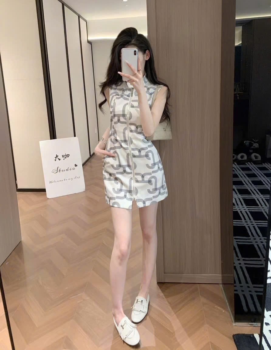 Áo đầm nữ sát nách Hermes 1